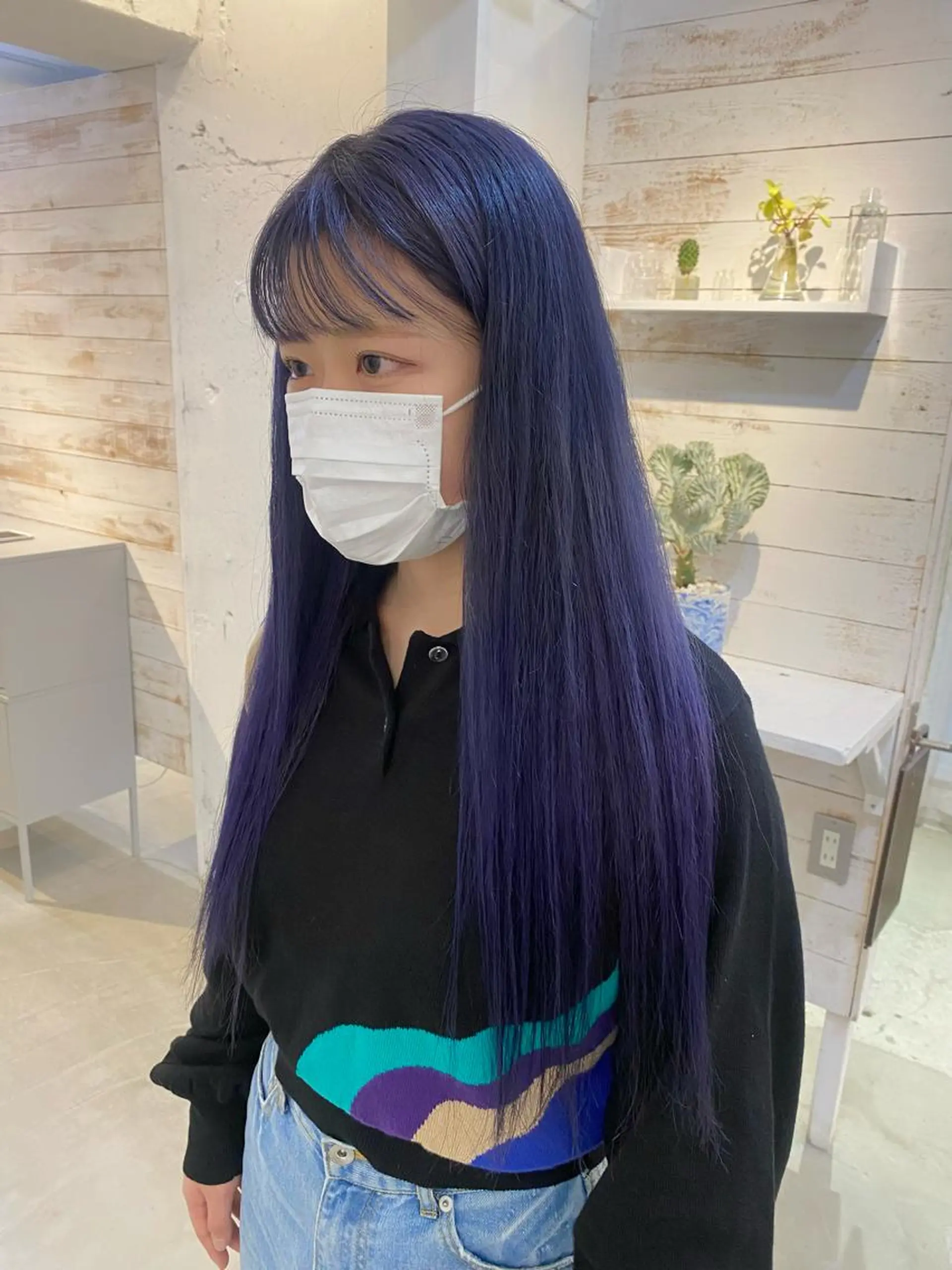 ロング カット ヘアカラー トリートメント ブリーチなしカラー ダブルカラーエクステのヘアスタイル