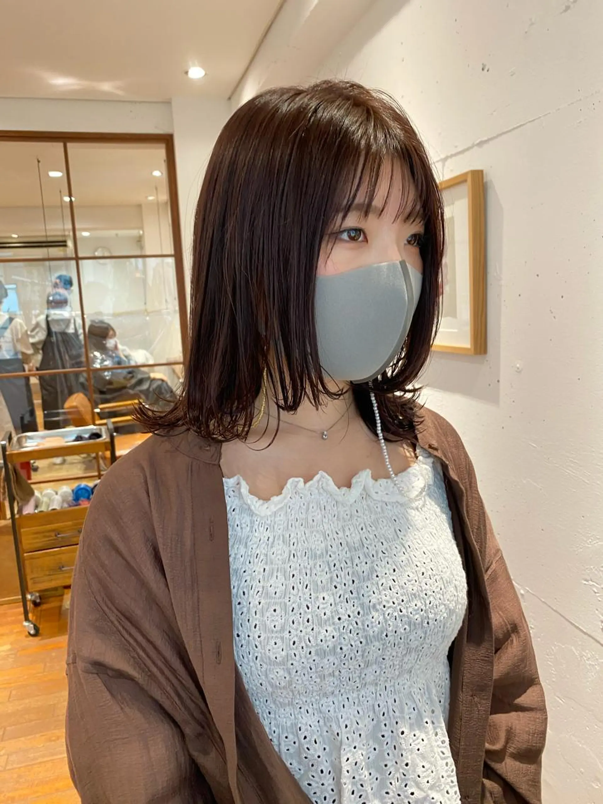 ミディアム カラー カット ヘアカラー トリートメント IVORY.所属・🟩白髪ぼかし/ボブ /ショートヘア/大司のヘアスタイル