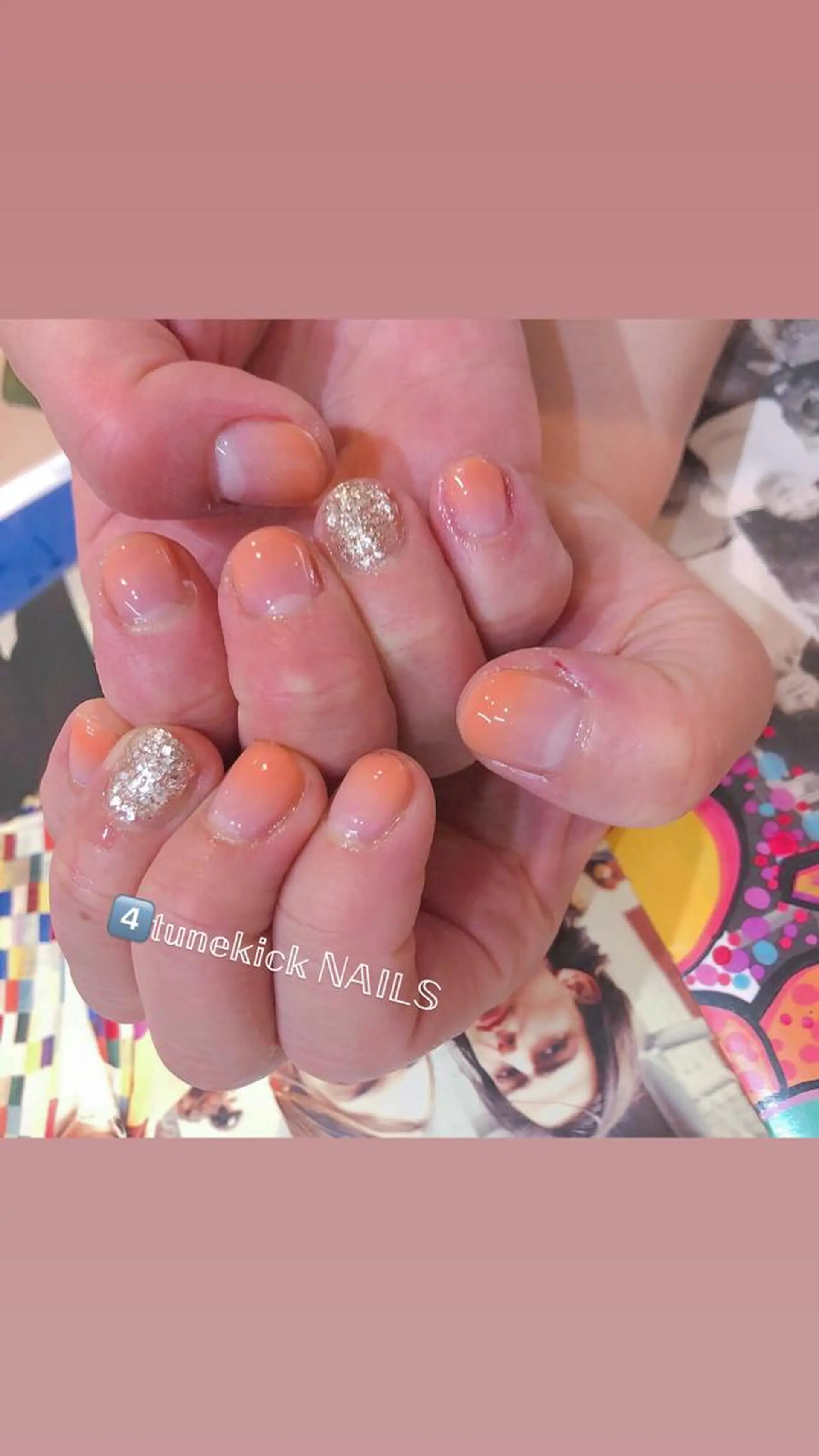 ネイル グラデーション オレンジ 4tunekick NAILS(フォーチュンキックネイルズ)所属・光森 淳子のネイルデザイン