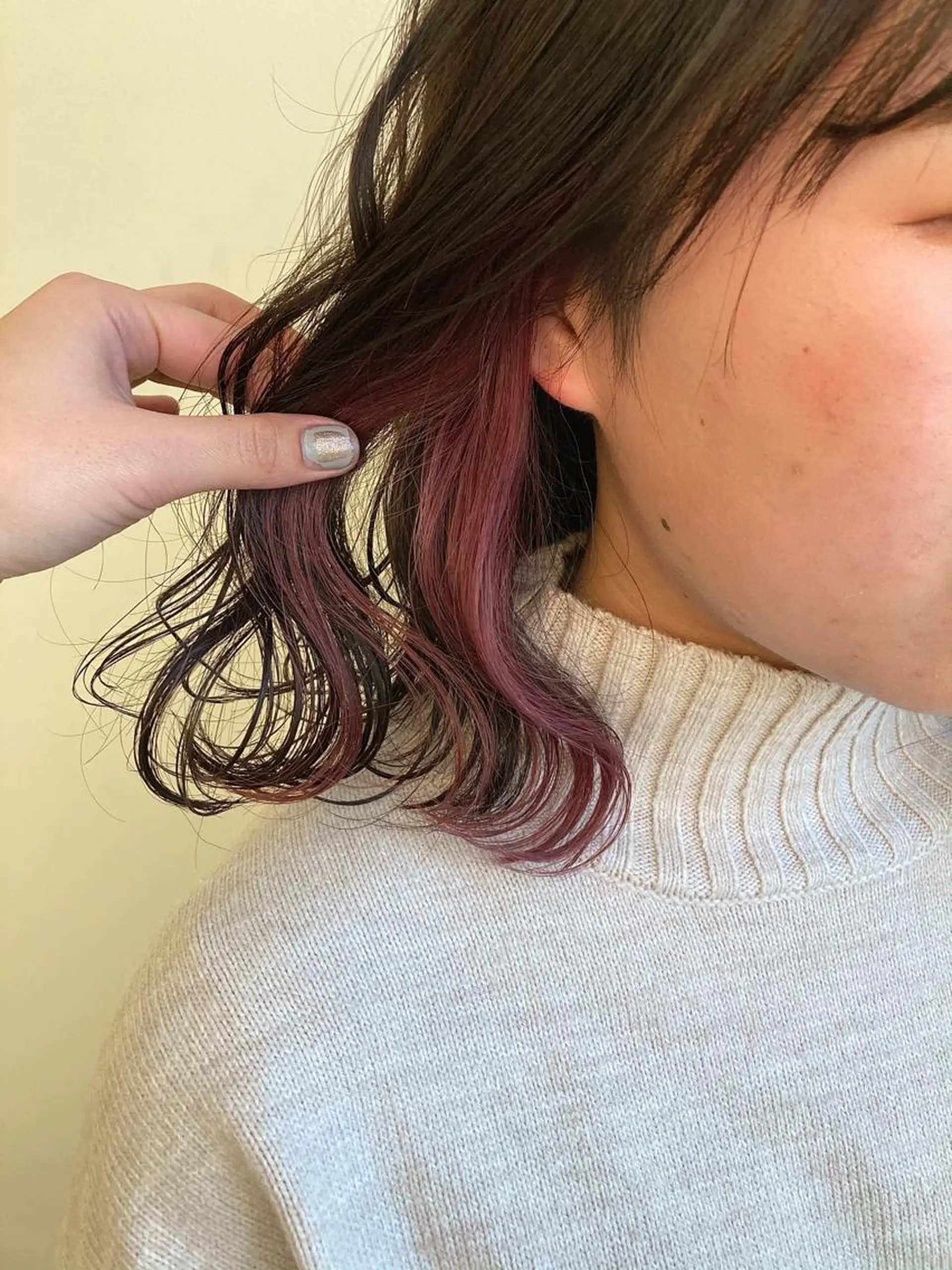 セミロング カラー イヤリングカラー ピンクカラー nono/パーマ /顔まわりカット🐈のヘアスタイル