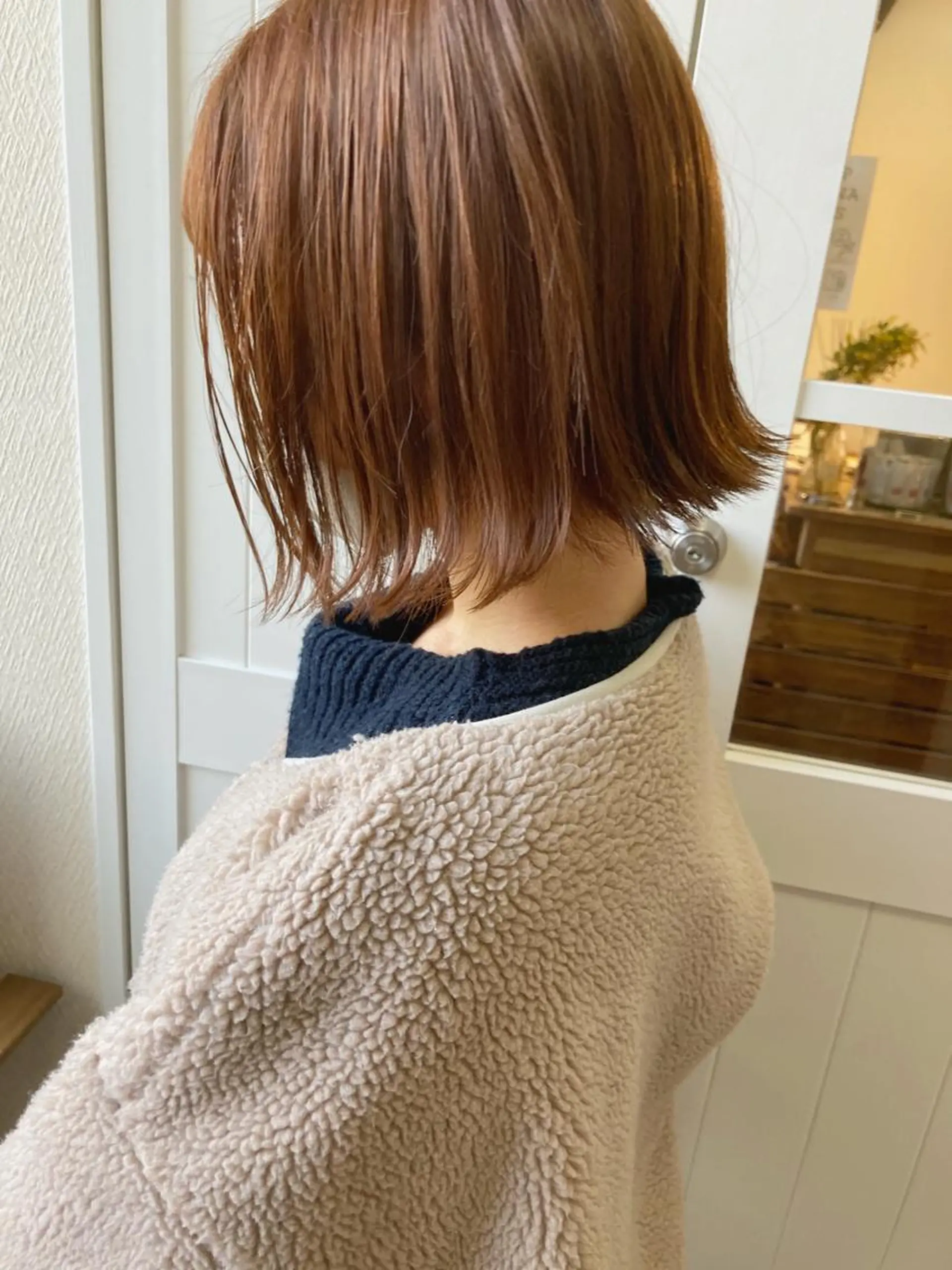 ミディアム カラー ベージュカラー オレンジ オレンジベージュ カット 縮毛矯正 小木曽智美 /ボブ/ショートのヘアスタイル