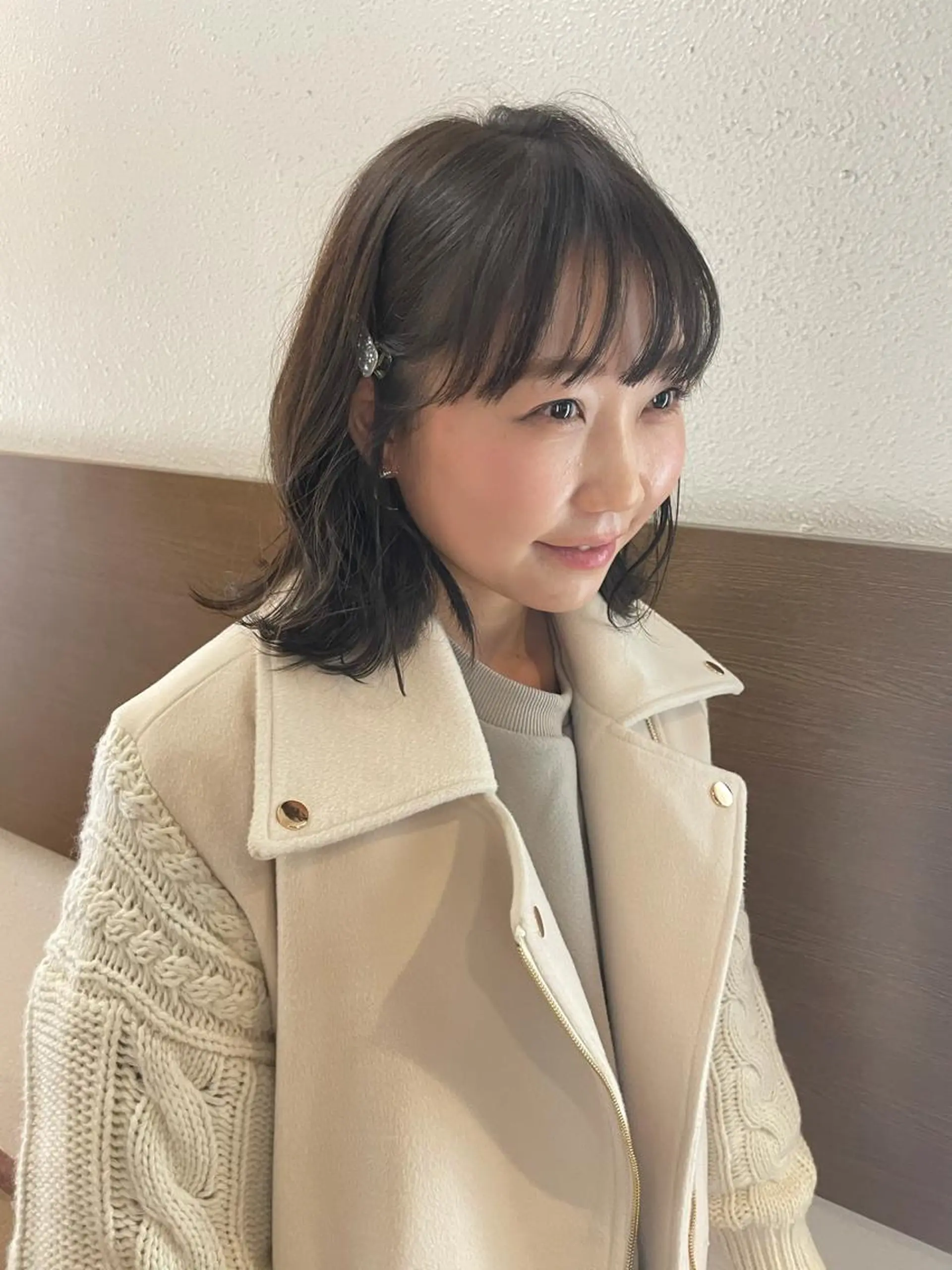 ミディアム 切りっぱなしボブ ボブ かねやす ゆなのヘアスタイル