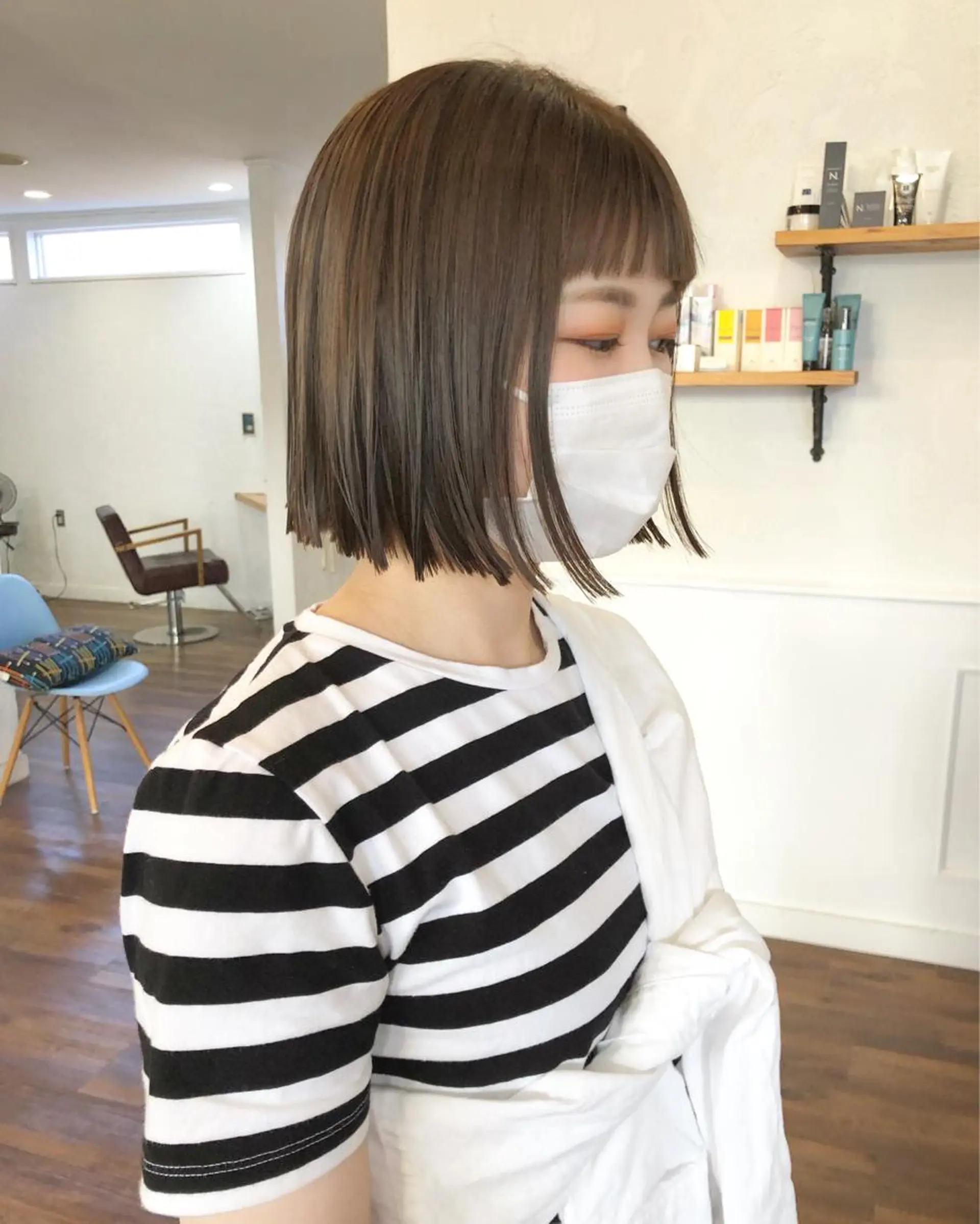 ショート カラー グレージュ オリーブグレージュ オリーブグレー ボブ ヘアカラー トリートメント 江原 彩華のヘアスタイル