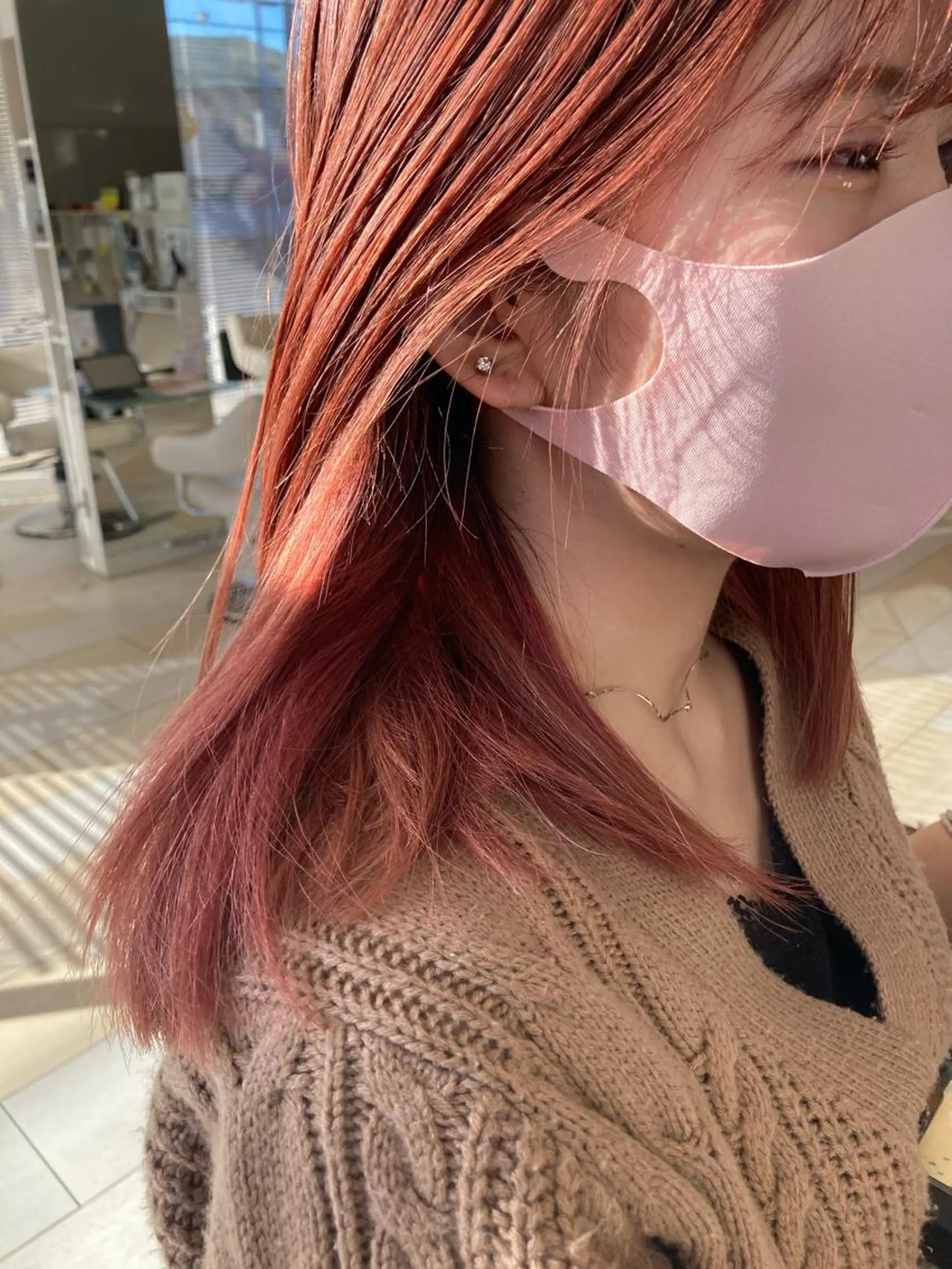 セミロング カラー ピンクカラー しんた ようのヘアスタイル