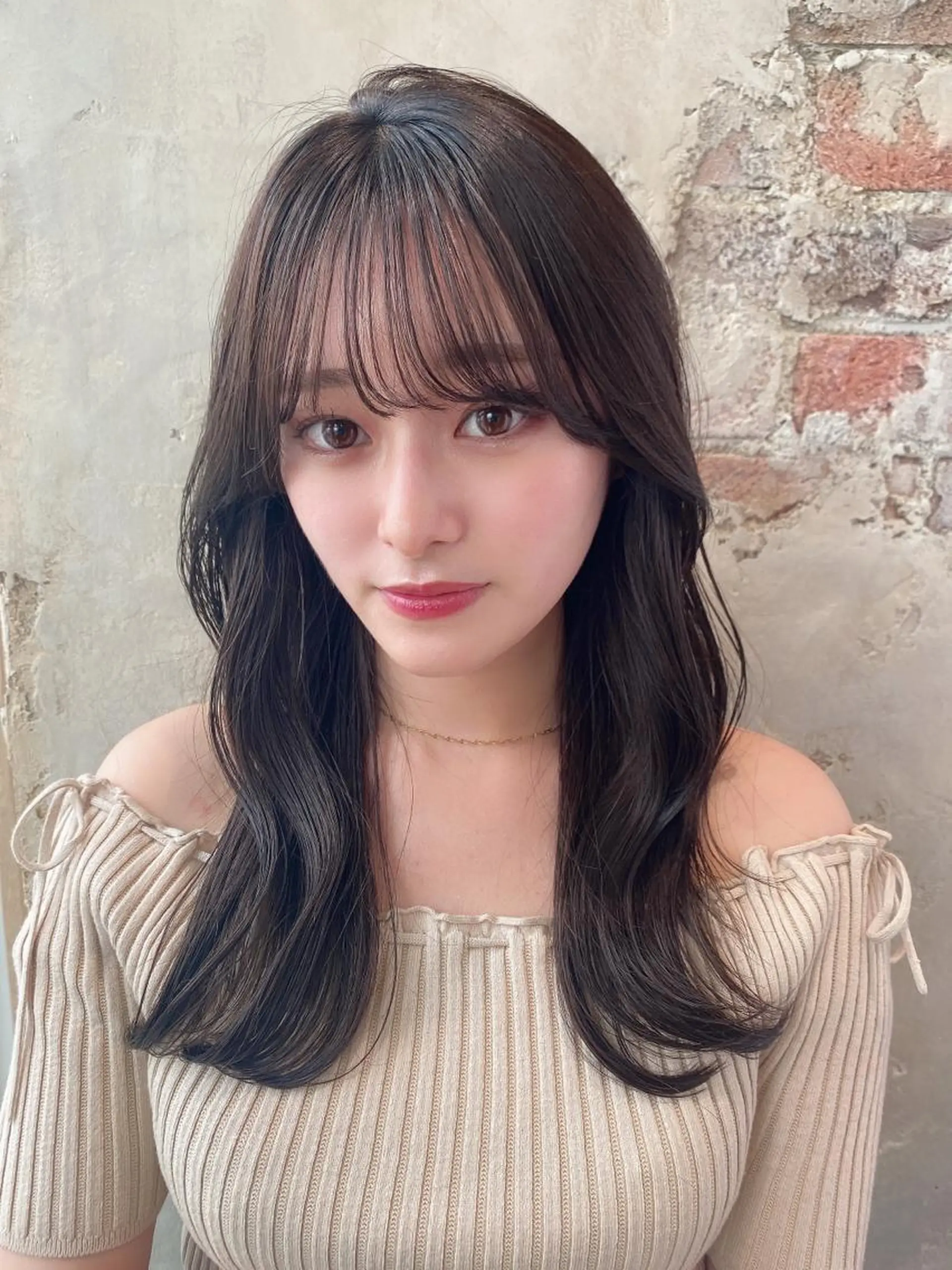 セミロング カラー ベージュカラー ブラウンカラー ブラウンベージュ くびれヘア カット ヘアカラー トリートメント 顔周り/くびれヘア 韓国ヘア💕風間るなのヘアスタイル