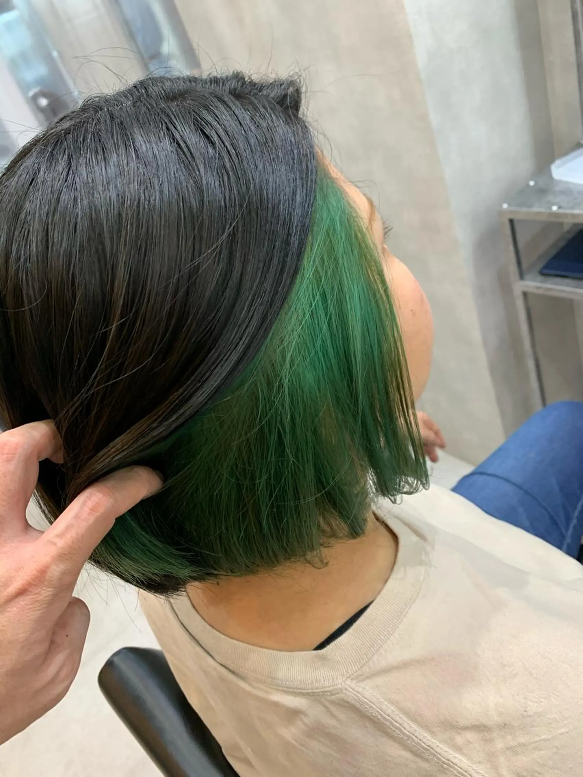 ショート カラー ヘアアレンジ エメラルドグリーン VIM hairおもろまち店のヘアスタイル