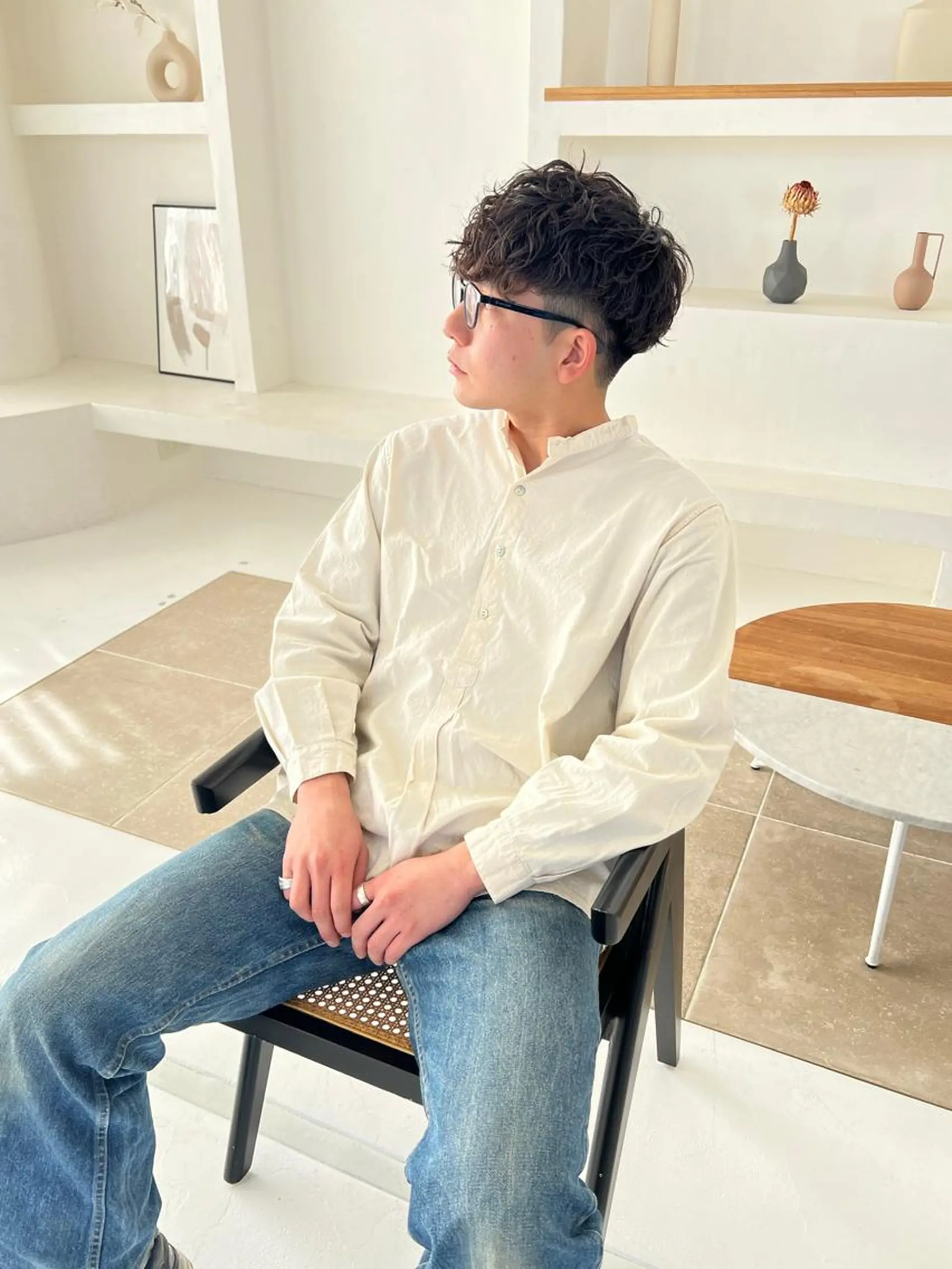 メンズ センターパート フェードカット マッシュウルフ マッシュ メンズパーマ カット パーマ 渥美祐耶 【メンズカット】のヘアスタイル