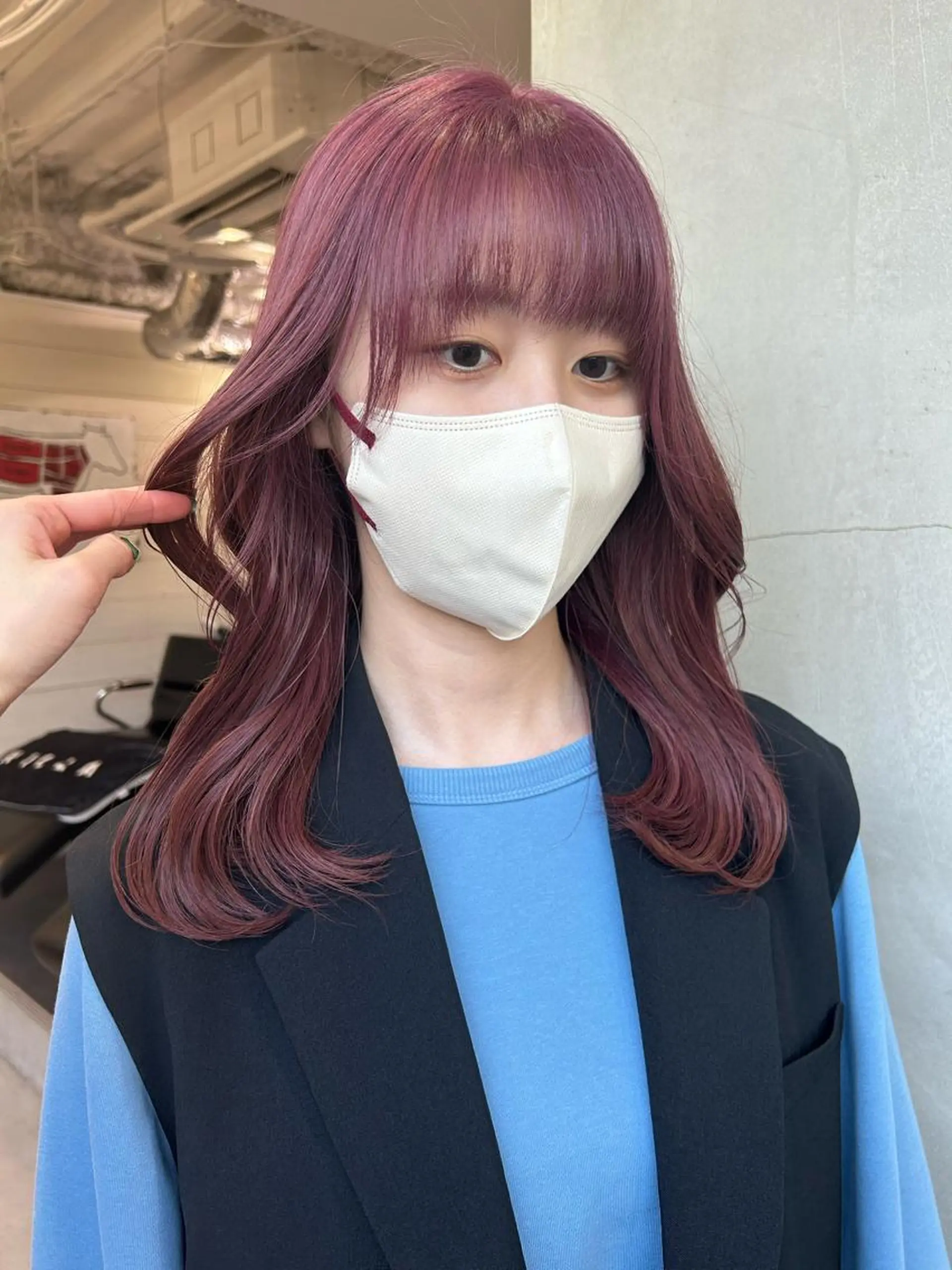 セミロング カラー ラベンダーカラー ピンクカラー ピンクラベンダー カット ヘアカラー トリートメント 🧸艶々韓国ヘア 🧁mizunaのヘアスタイル