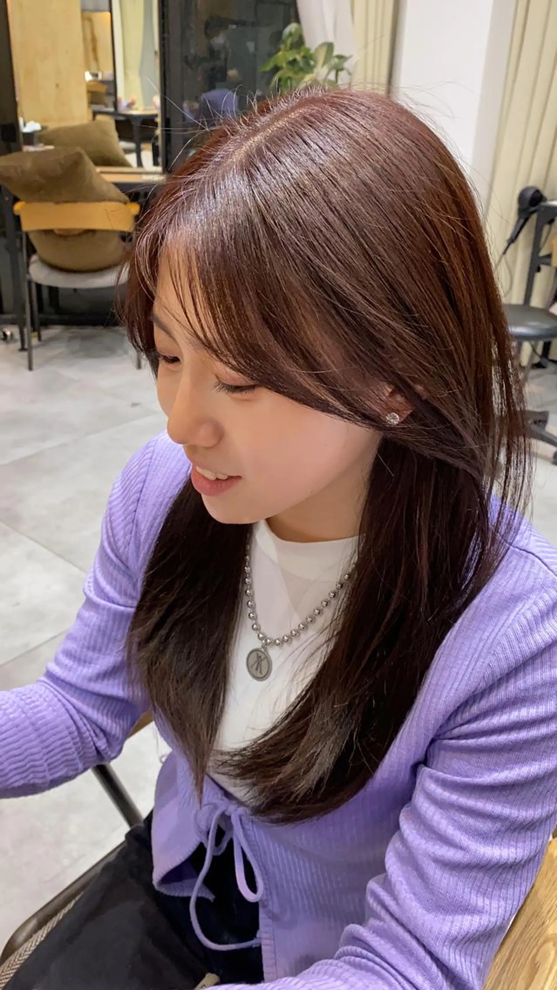 ミディアム カラー i.osaka所属・たつ/レイヤーカット 顔周り/髪質改善のヘアスタイル