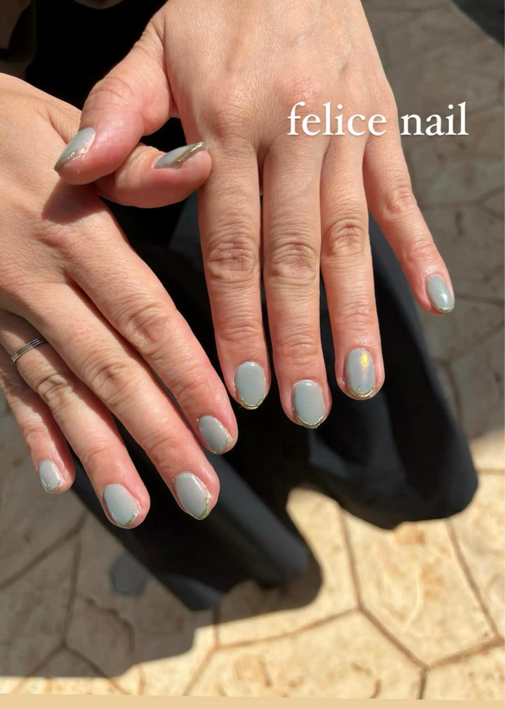 ネイル ゴールド 水色 ミラーネイル felice nailのネイルデザイン