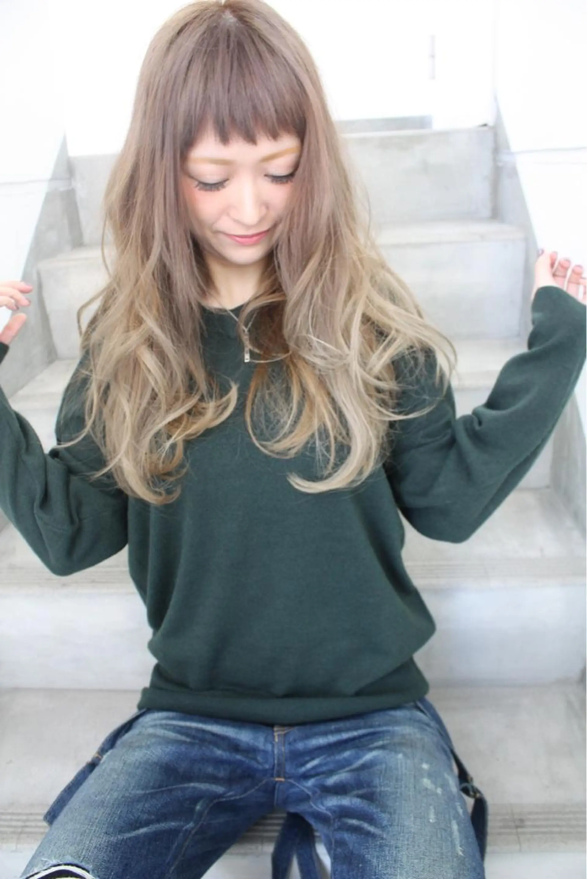 セミロング カラー パーマ 透明感カラー ダブルカラー 美容室tuuli 大名店所属・tuuli トゥーリのヘアスタイル