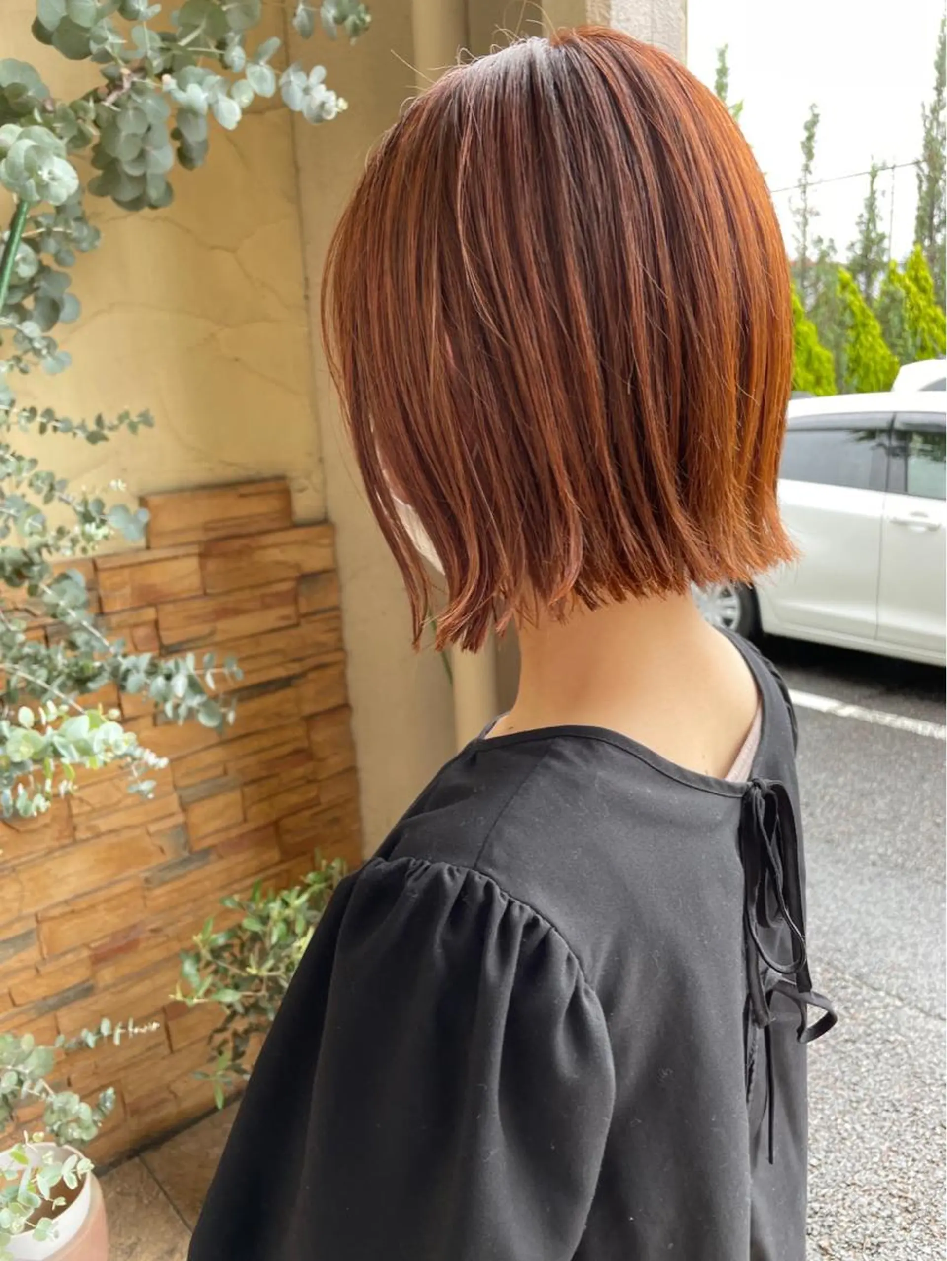 ショート カラー オレンジ カット ヘアカラー トリートメント 韓国ボブ👩🇰🇷 小野絢未のヘアスタイル