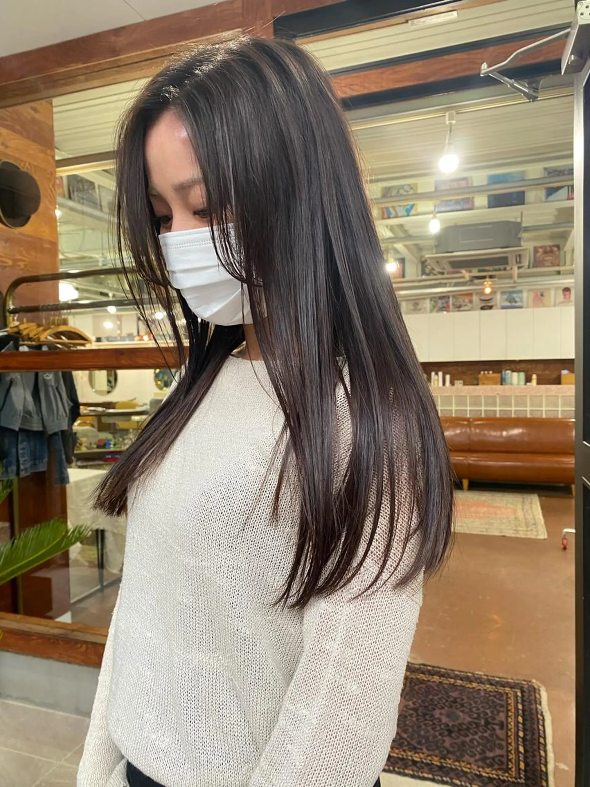 ロング カラー 透明感カラー グレージュ ハイライトカラー ハイライト カット ヘアカラー トリートメント なぎ🌿.∘[ボブ, ニュアンスカラー]のヘアスタイル