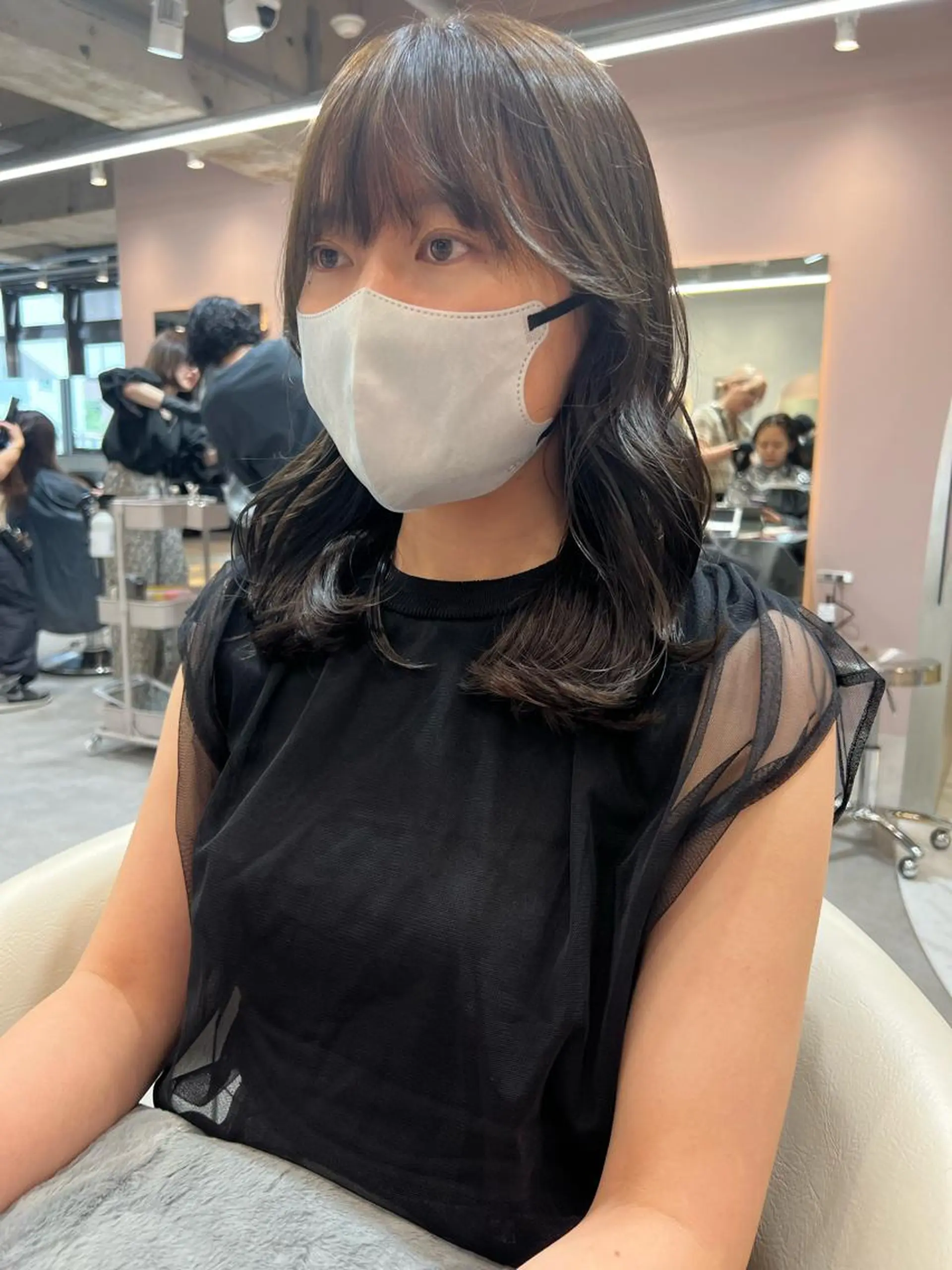 ミディアム カラー ヘアアレンジ アッシュ 黒髪 ブリーチ ブルーカラー ブルーブラック 🔶似合わせセンター パート/ヤス🔶のヘアスタイル