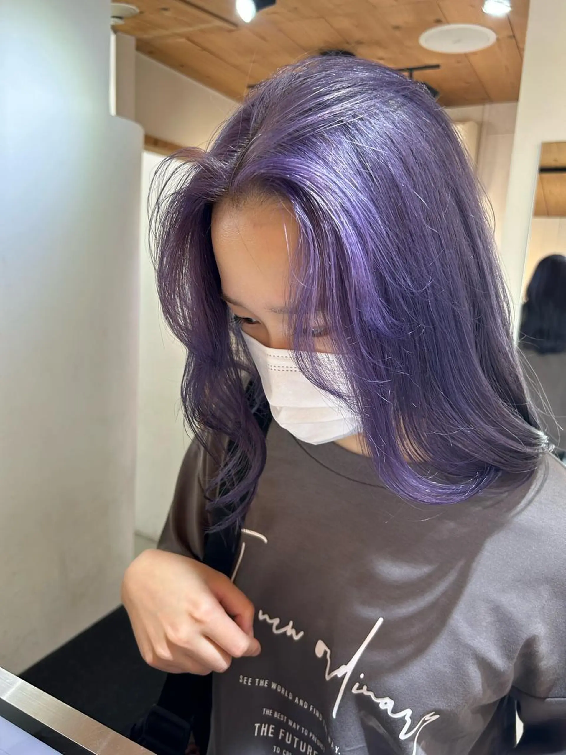 ロング カラー ラベンダーカラー カット ヘアカラー トリートメント 🧸艶々韓国ヘア 🧁mizunaのヘアスタイル