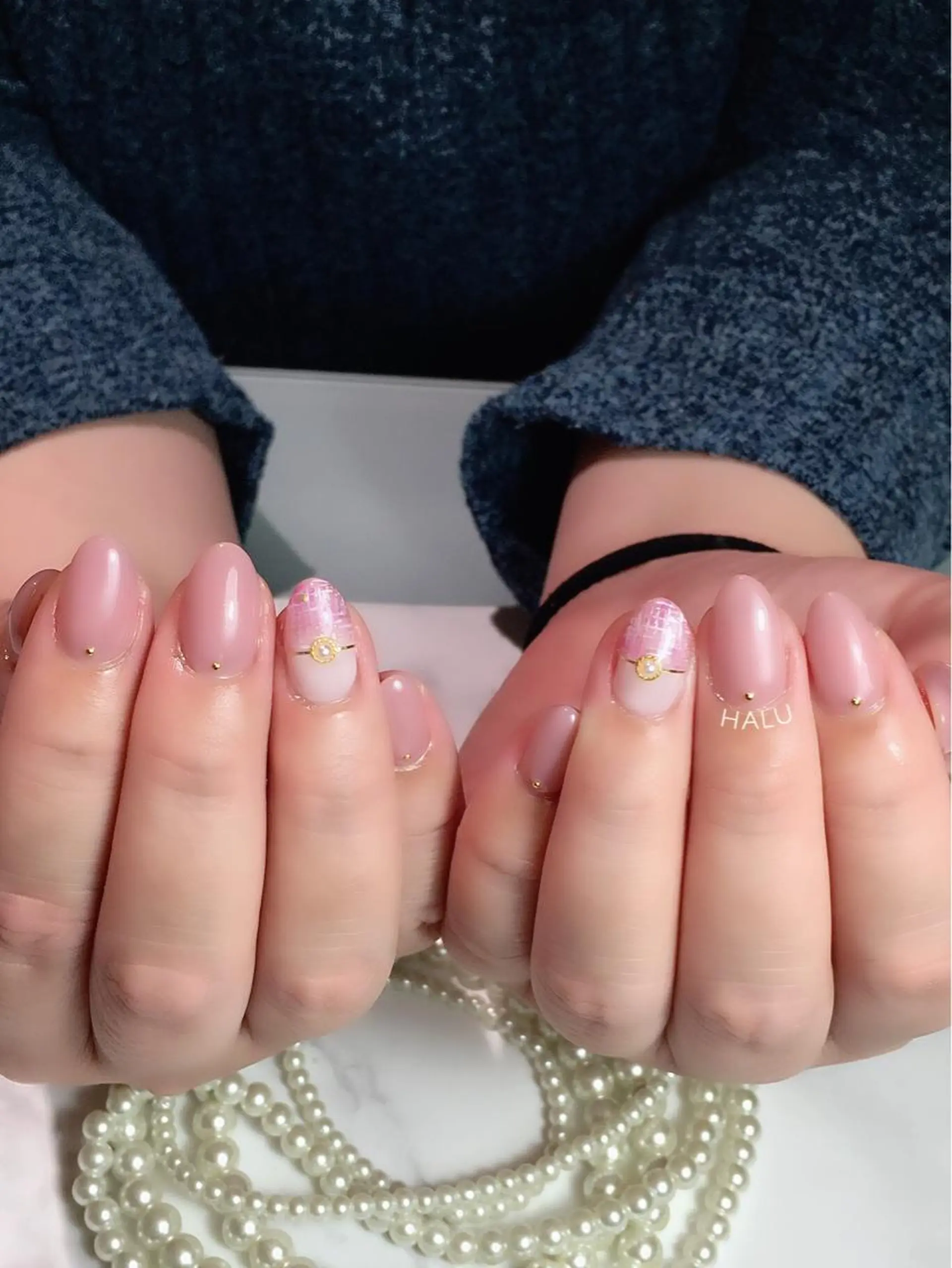 ネイル 春ネイル ツイードネイル HALU ハルのネイルデザイン