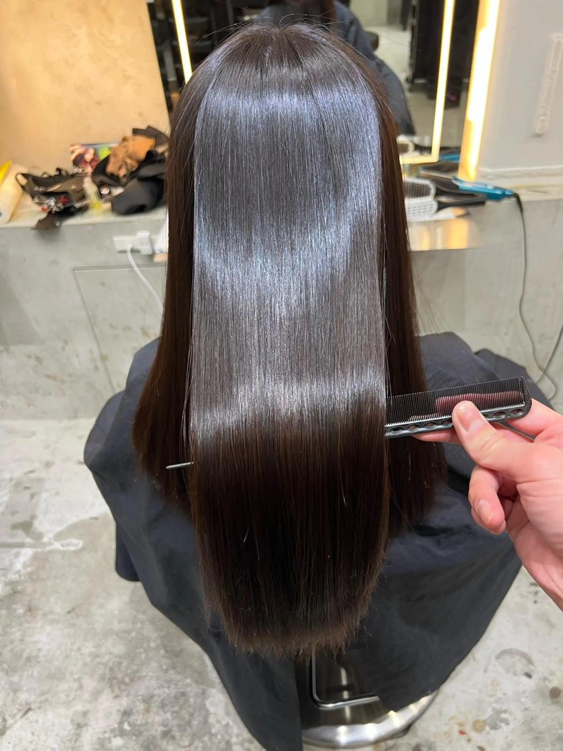 セミロング カラー カット 縮毛矯正 トリートメント ヘアセット 艶透明感カラー/ 髪質改善/三ツ木一生のヘアスタイル