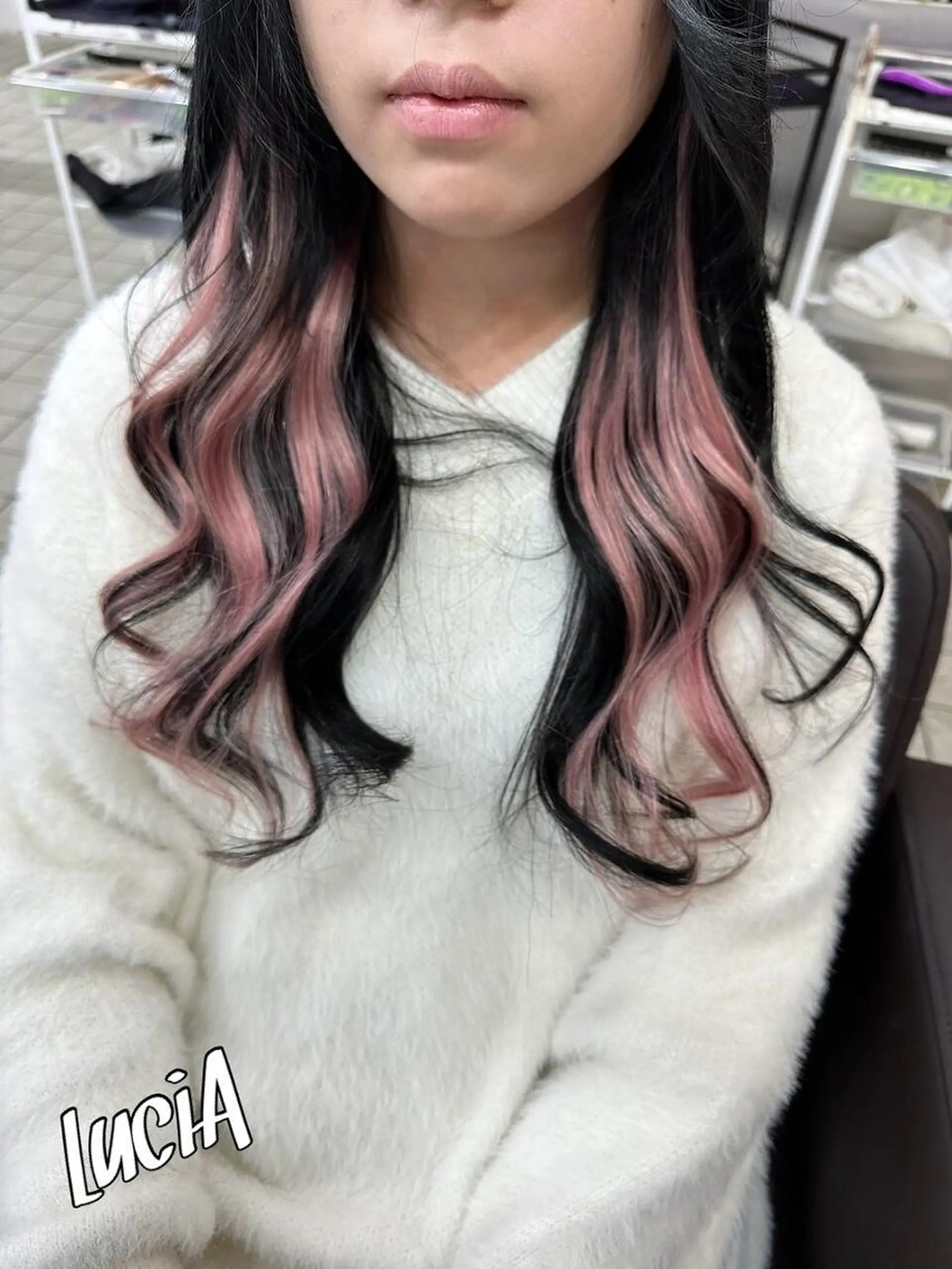 ロング カラー ヘアアレンジ MISAKIエクステ ブリーチ\5900のヘアスタイル