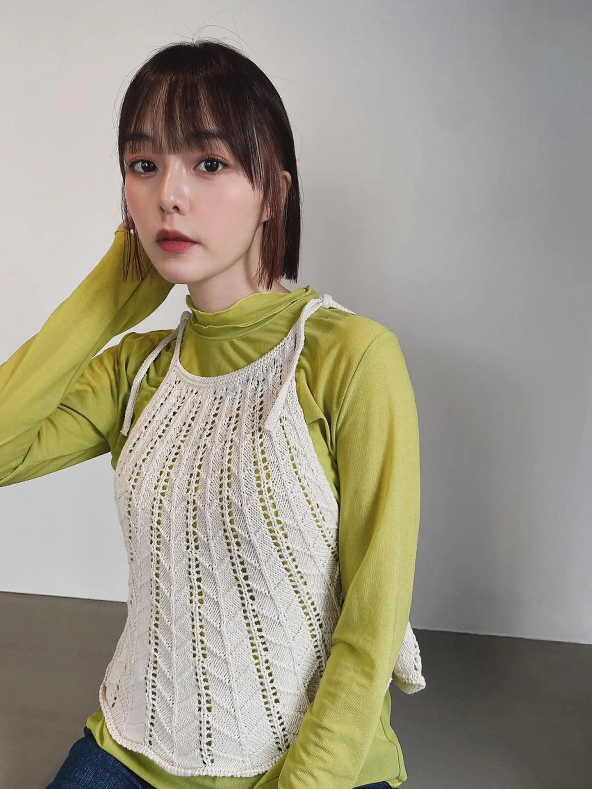 ミディアム パーマ カラー ショートボブ ミディアムパーマ アディクシーカラー ブリーチ ケアブリーチ カット ヘアカラー トリートメント CEINE OURのヘアスタイル