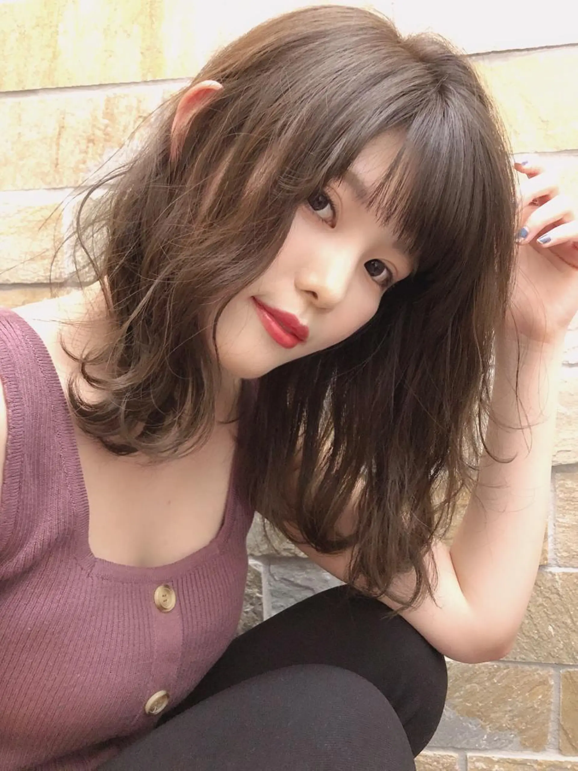 ミディアム カラー 店長/mao/ 前髪/顔周りカットのヘアスタイル