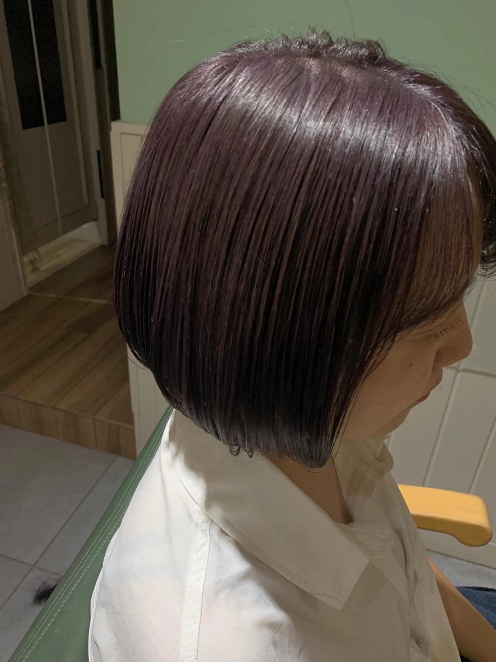 ショート カラー パーマ ヘアアレンジ ブリーチ パープルカラー ボブ fukuyasu rikaのネイルデザイン