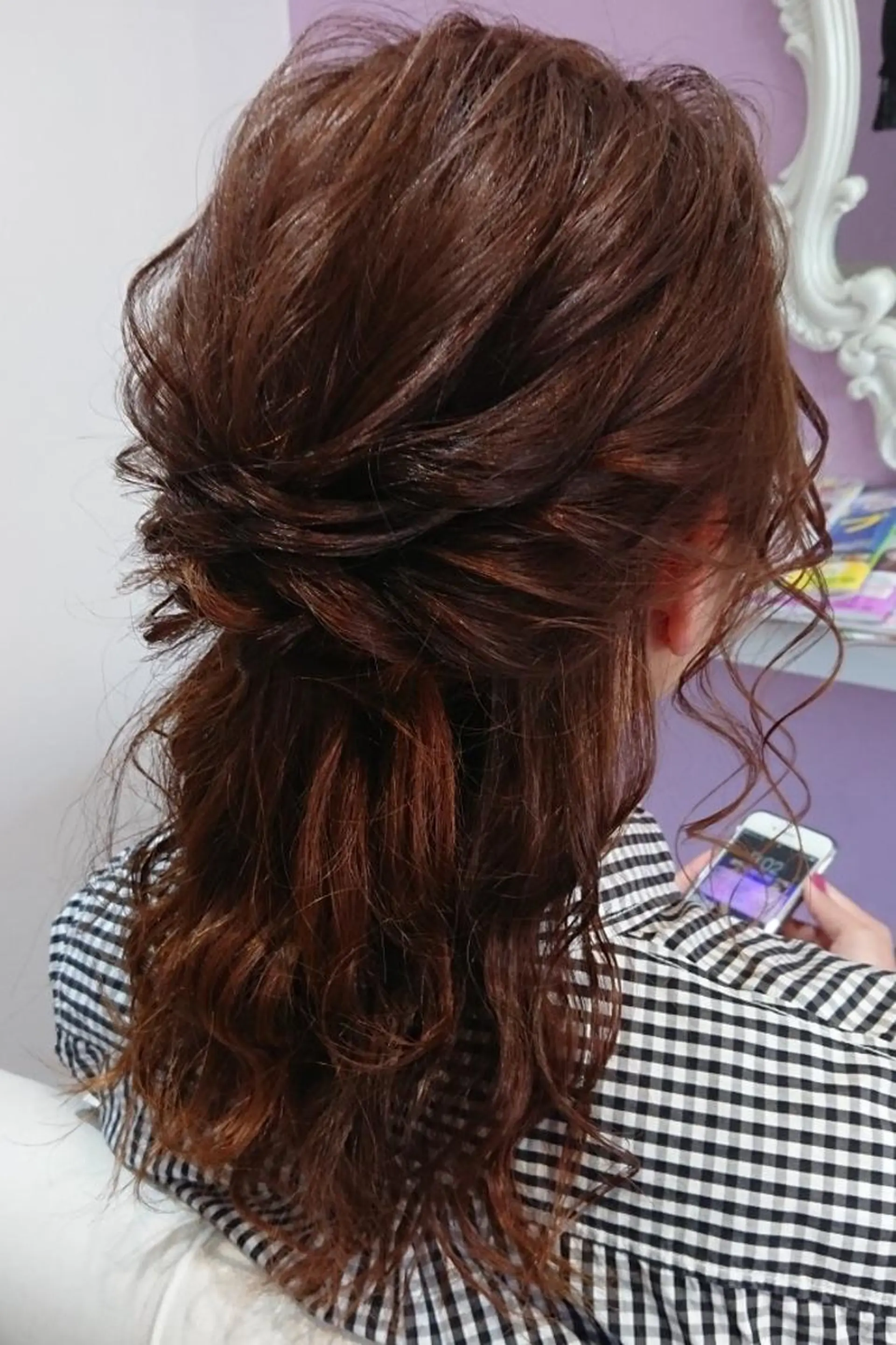 セミロング ヘアアレンジ カラー 卒業式のヘアスタイル ナカシマ  アユミのヘアスタイル