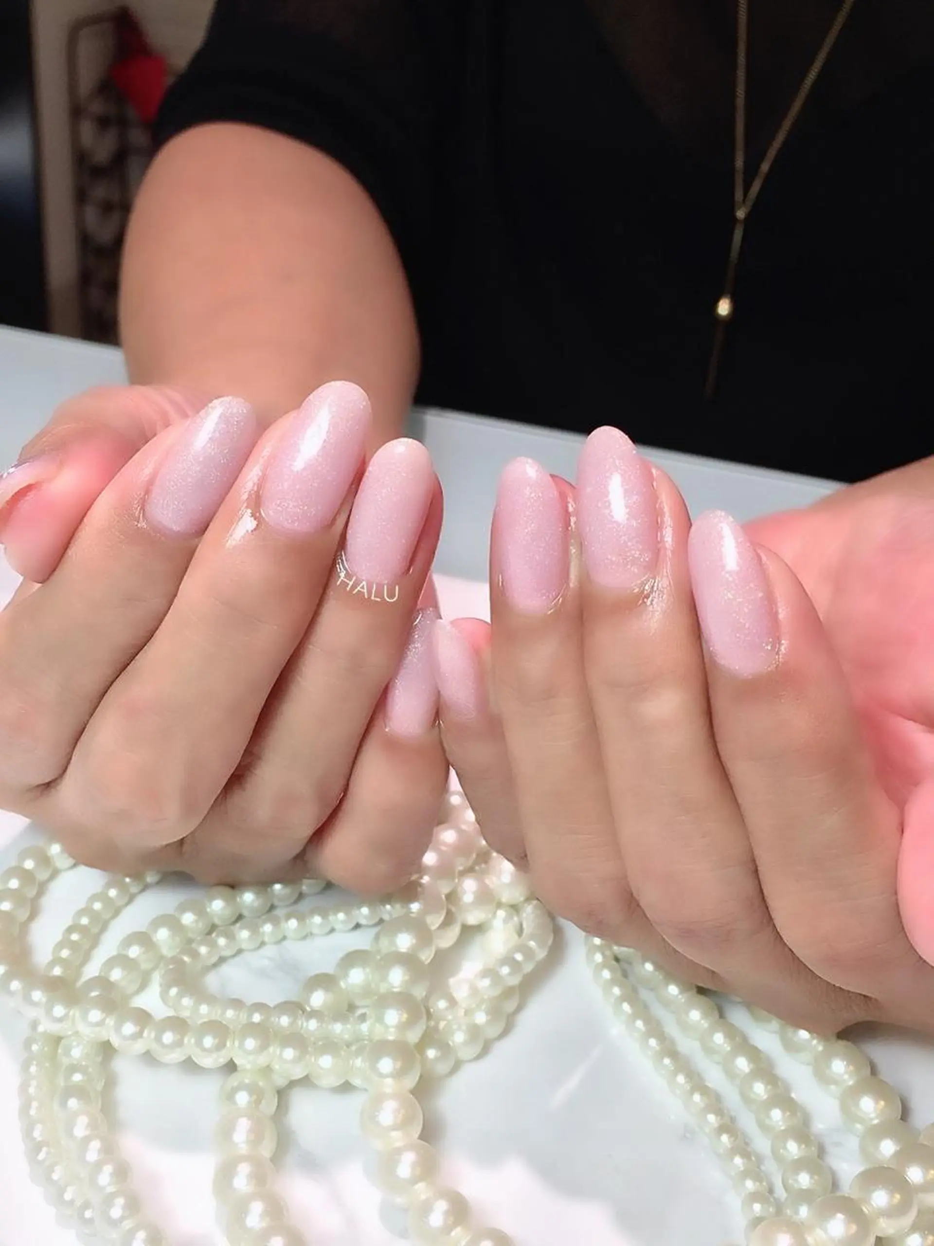 ネイル ラメ(グリッター) ワンカラーネイル ピンク HALU ハルのネイルデザイン