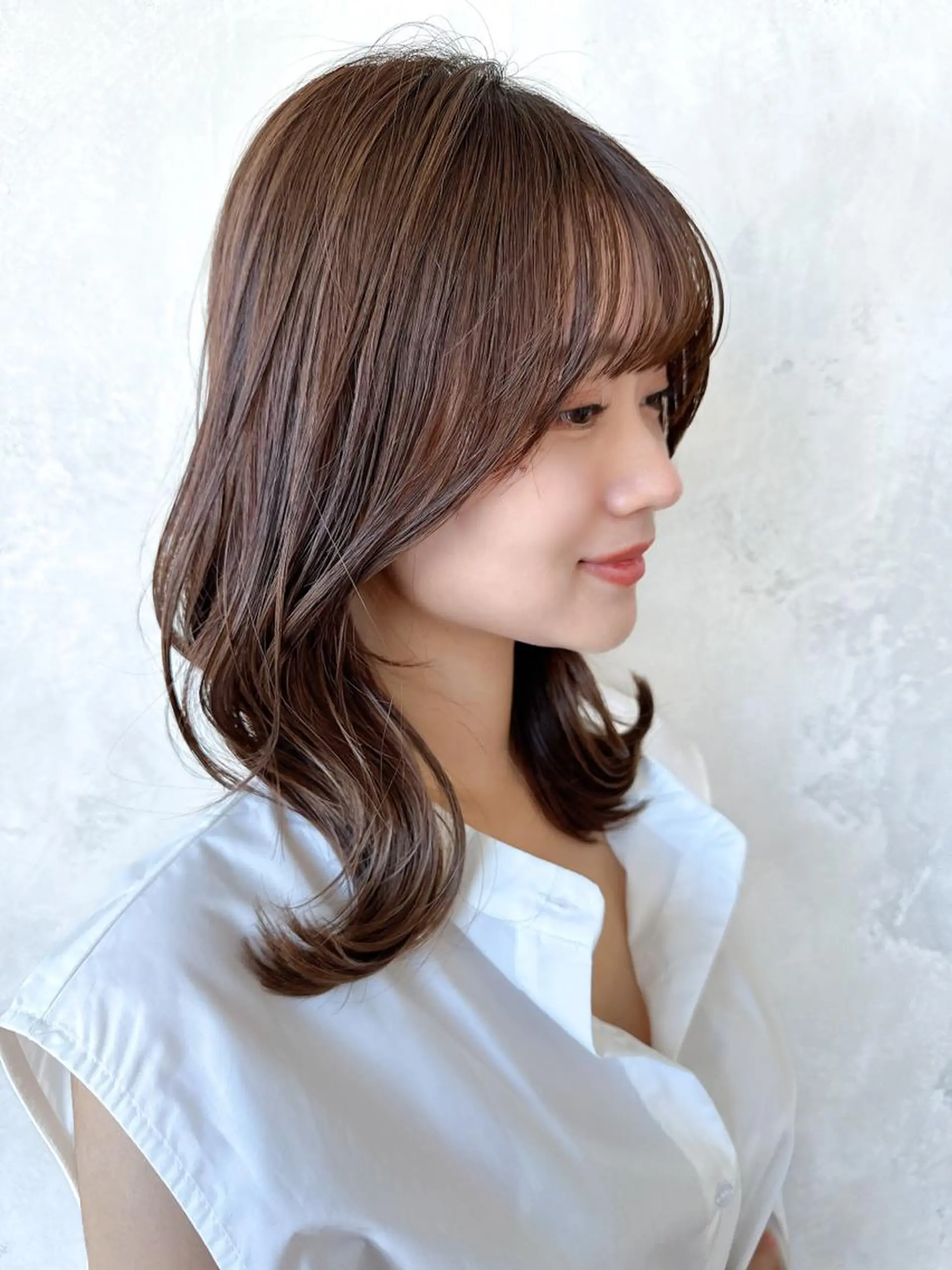 セミロング カラー ベージュカラー ブラウンカラー ブラウンベージュ くびれヘア 顔周りカット カット ヘアカラー トリートメント 顔周り/くびれヘア 韓国ヘア💕風間るなのヘアスタイル