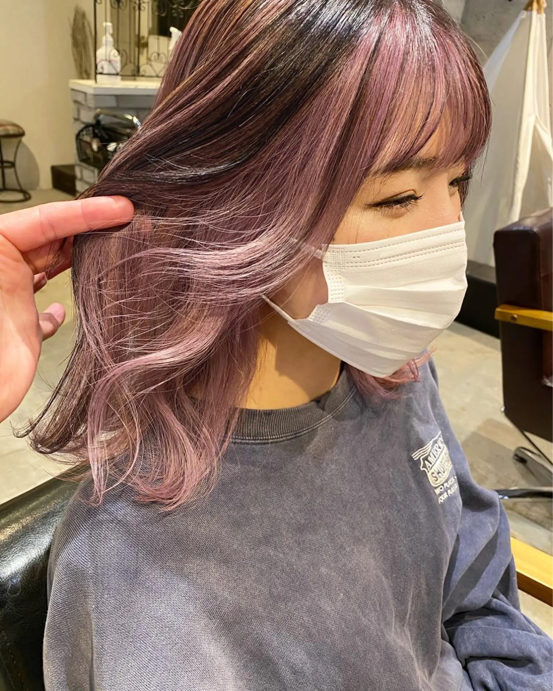 ミディアム カラー カット ヘアカラー トリートメント 似合わせカラーパーマ 🌿kitin米川のヘアスタイル