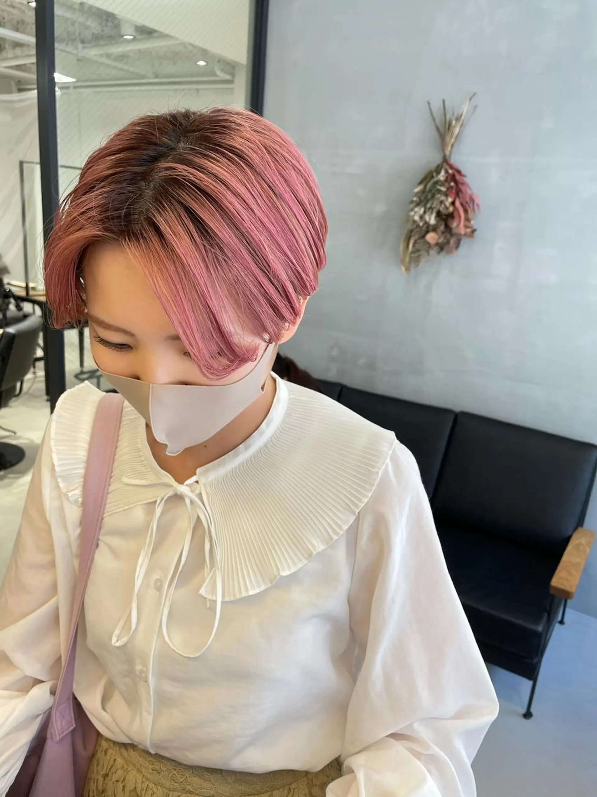 ショート カット 暖色カラー🍊 ボブ🌿顔周りcutのヘアスタイル