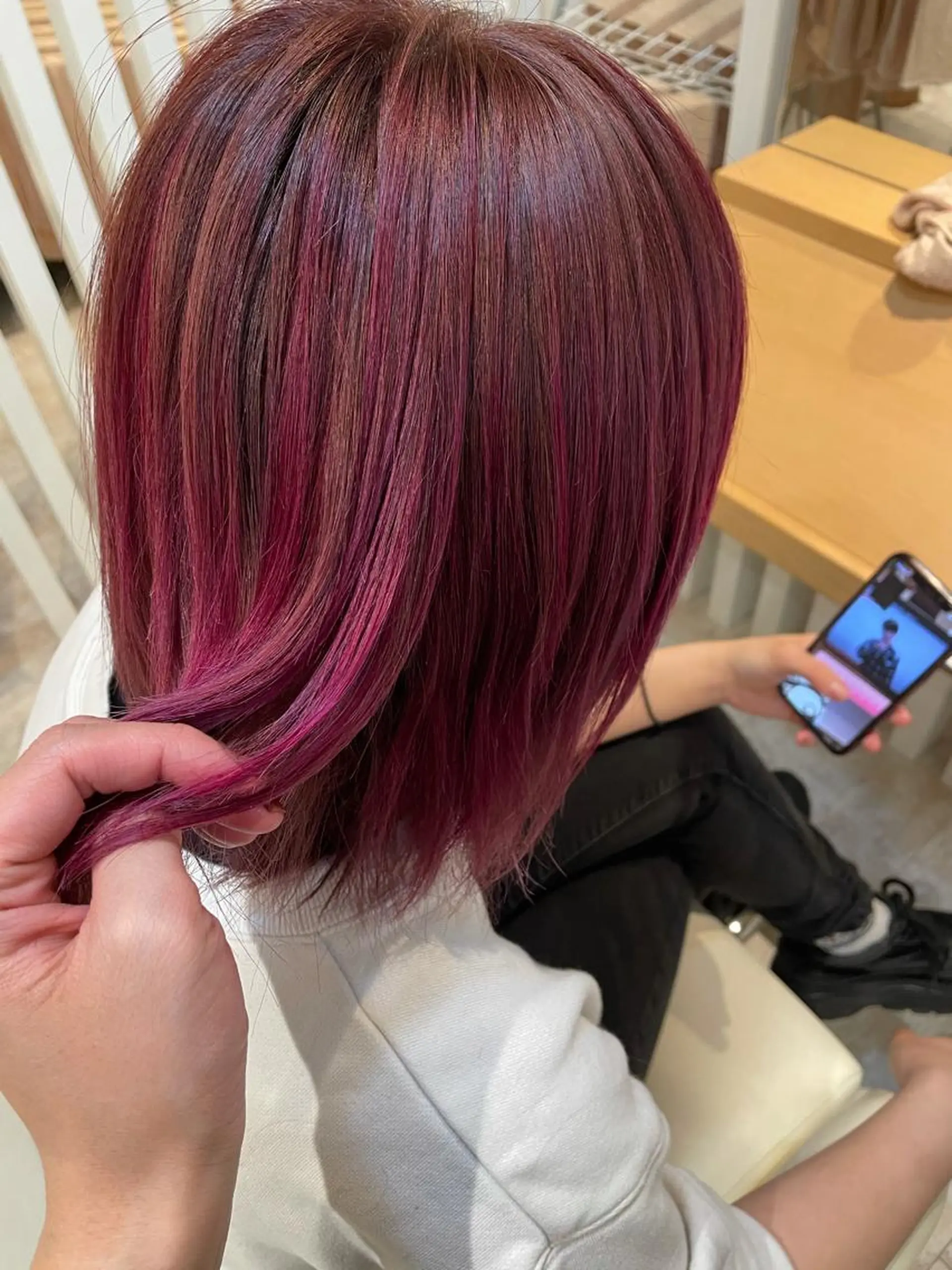 ミディアム カラー ハイライトカラー ピンクカラー ハイライト ヘアカラー 北九州美容室 🕊️わかな✂︎のヘアスタイル