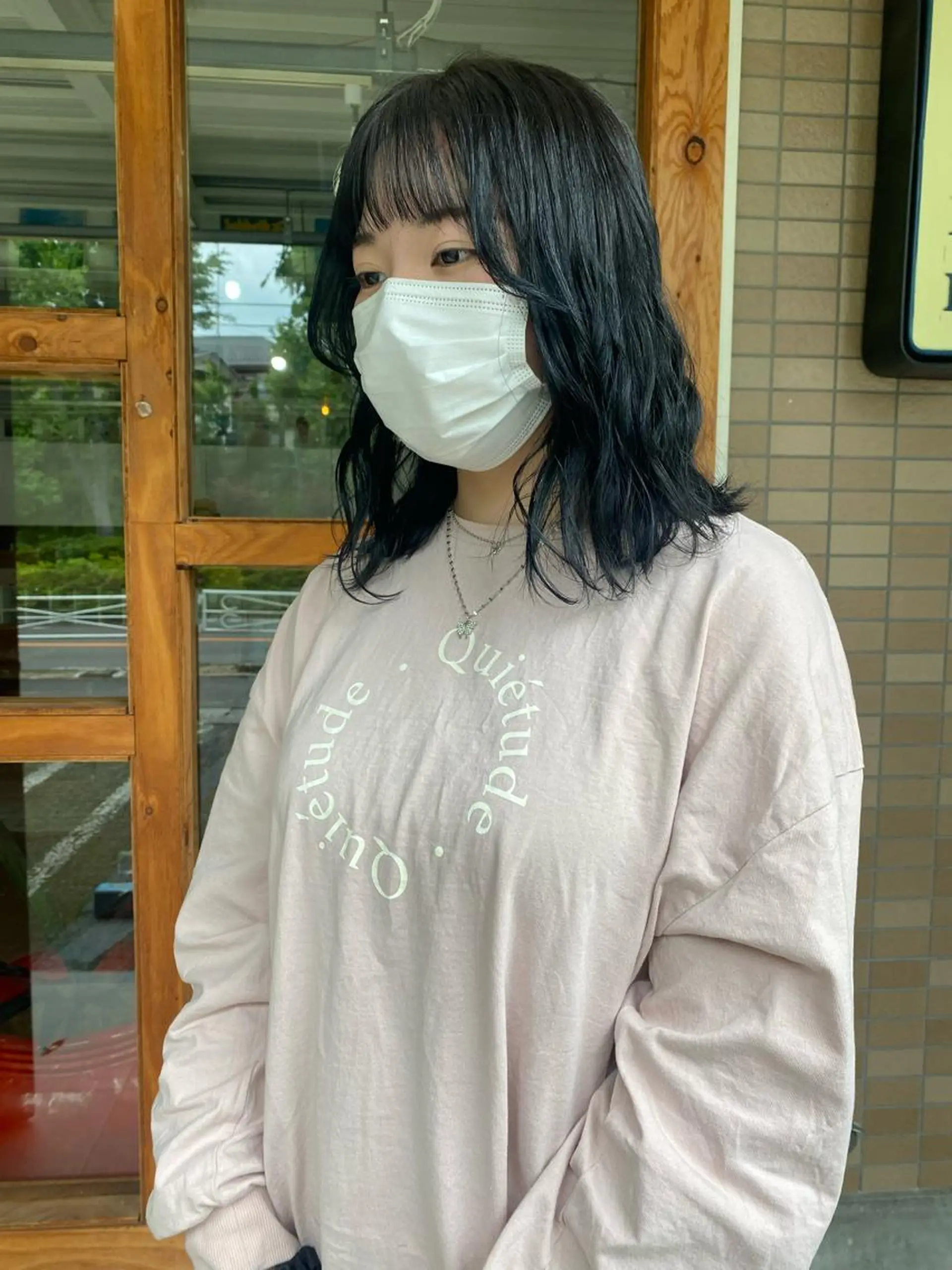 ミディアム カラー 黒髪 ブルーカラー ブルーブラック 透明感カラー ヘアカラー なぎ🌿.∘[ボブ, ニュアンスカラー]のヘアスタイル