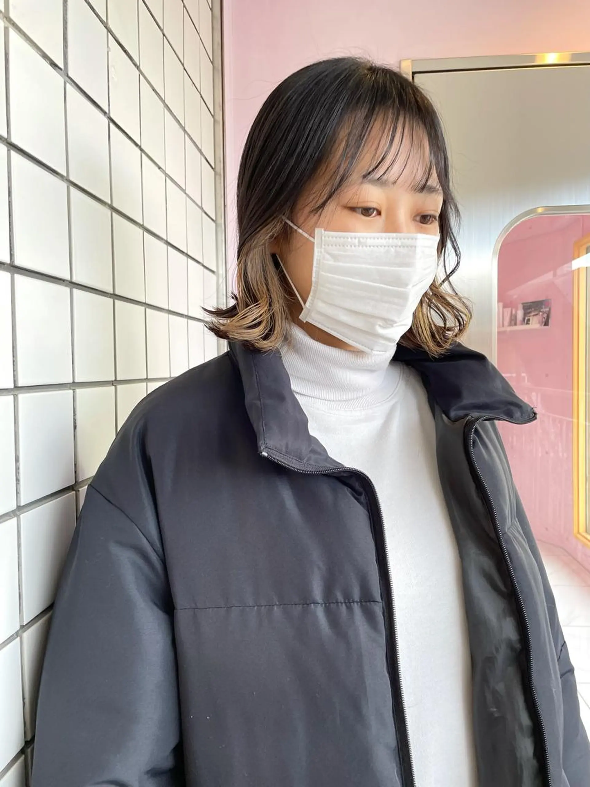 ミディアム カラー ベージュカラー インナーカラー 心斎橋/ブリーチ minamiのヘアスタイル