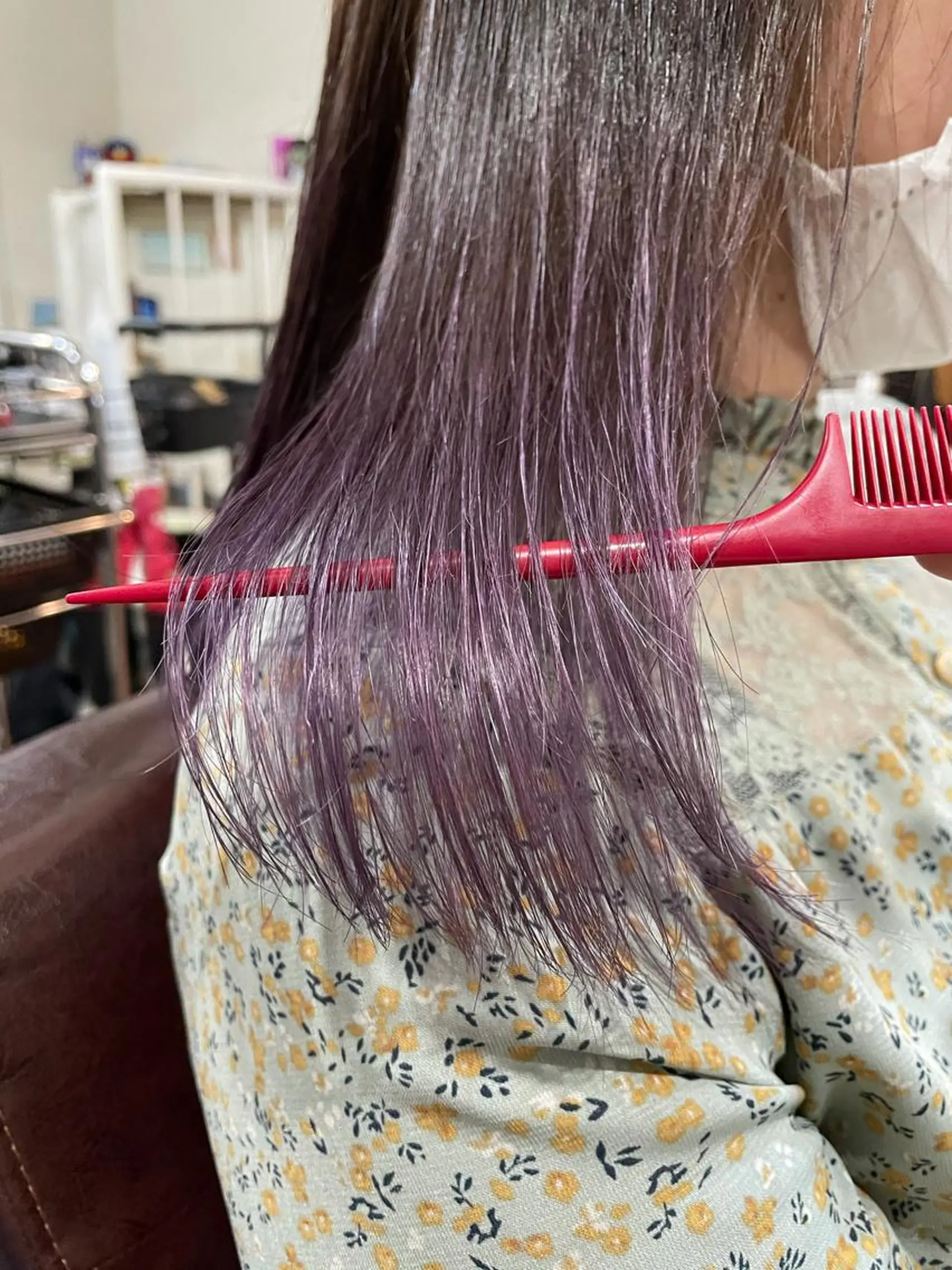 セミロング パープルカラー ヘアカラー トリートメント Lia所属・縮毛矯正の達人 ☆　松本のヘアスタイル