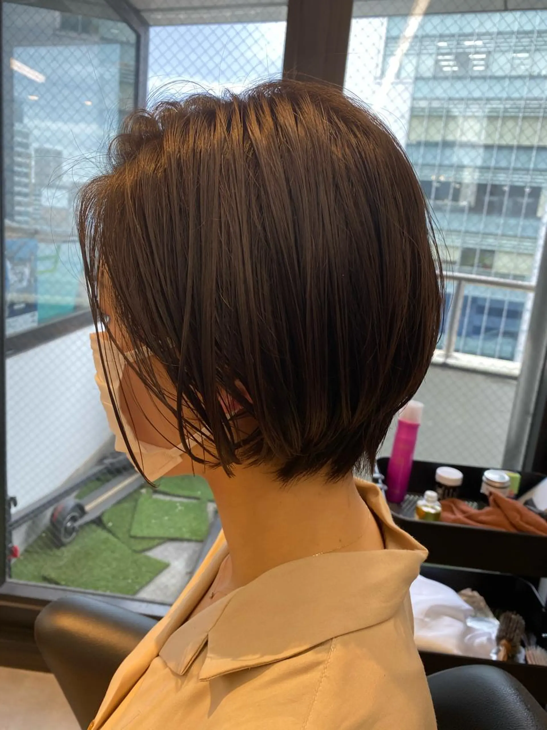 ショート カラー ベージュカラー ショートヘア カット ヘアカラー トリートメント CHIBA/マンツー マン/艶髪と透け感のヘアスタイル