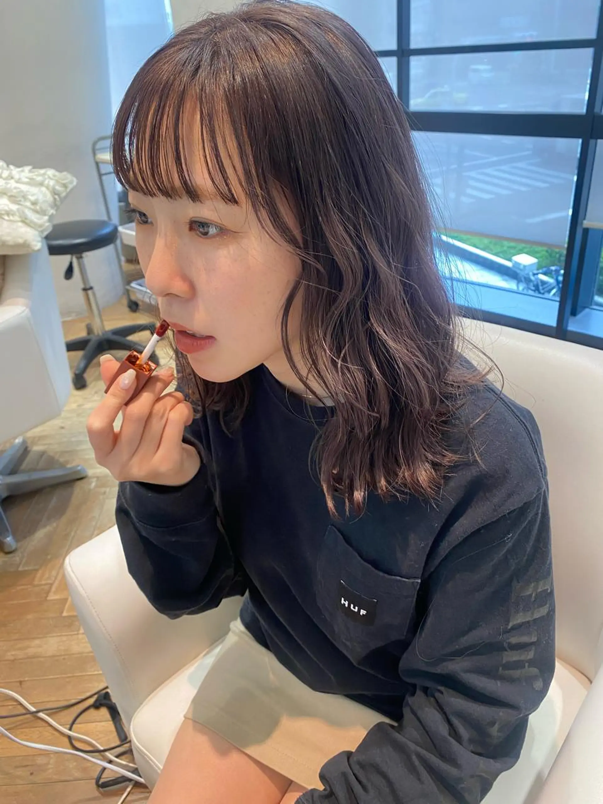 セミロング カラー ブリーチ ブラウンカラー 増井 彩乃のヘアスタイル