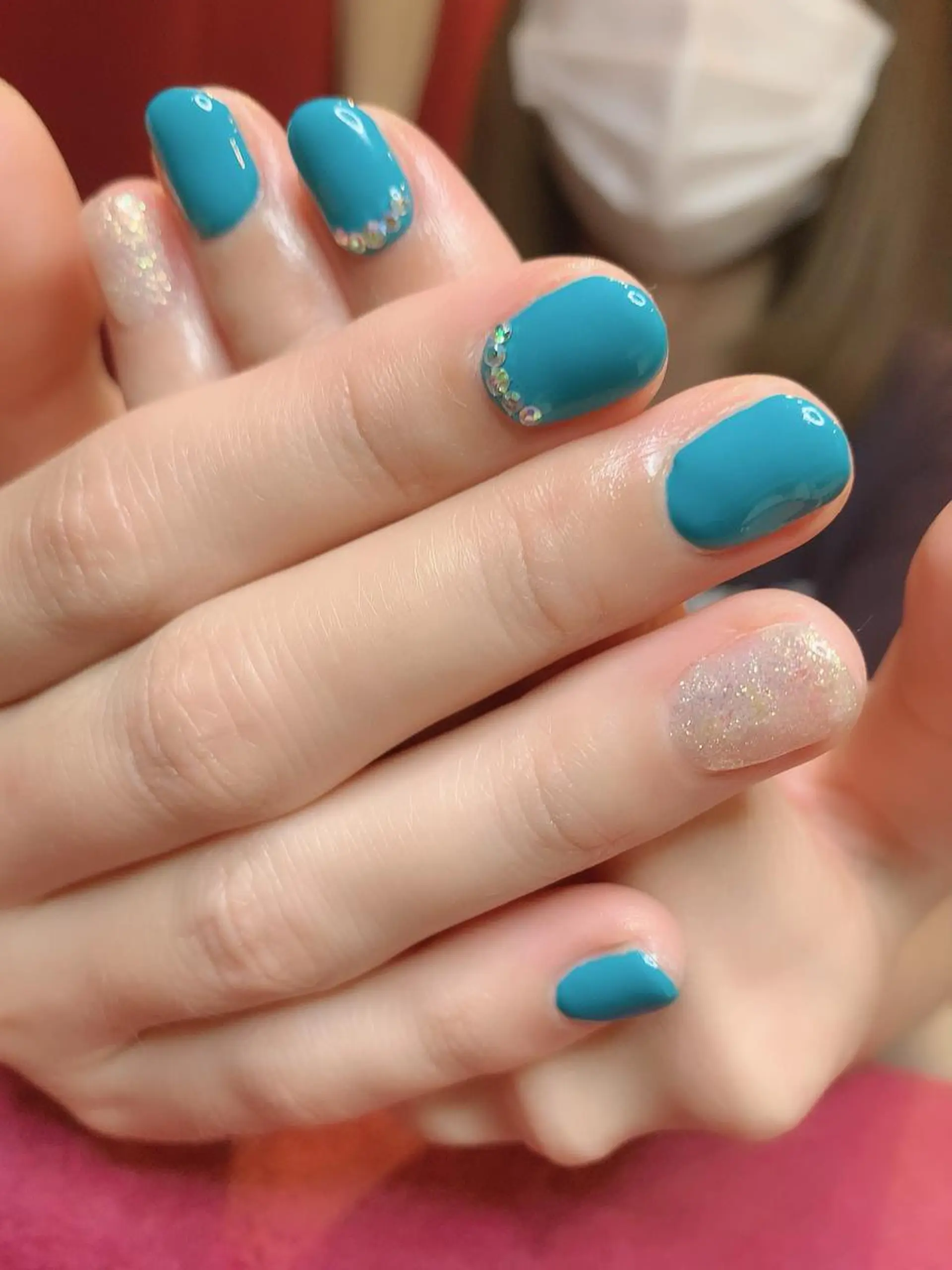 ネイル ブルー ラメ(グリッター) Adite nailのネイルデザイン