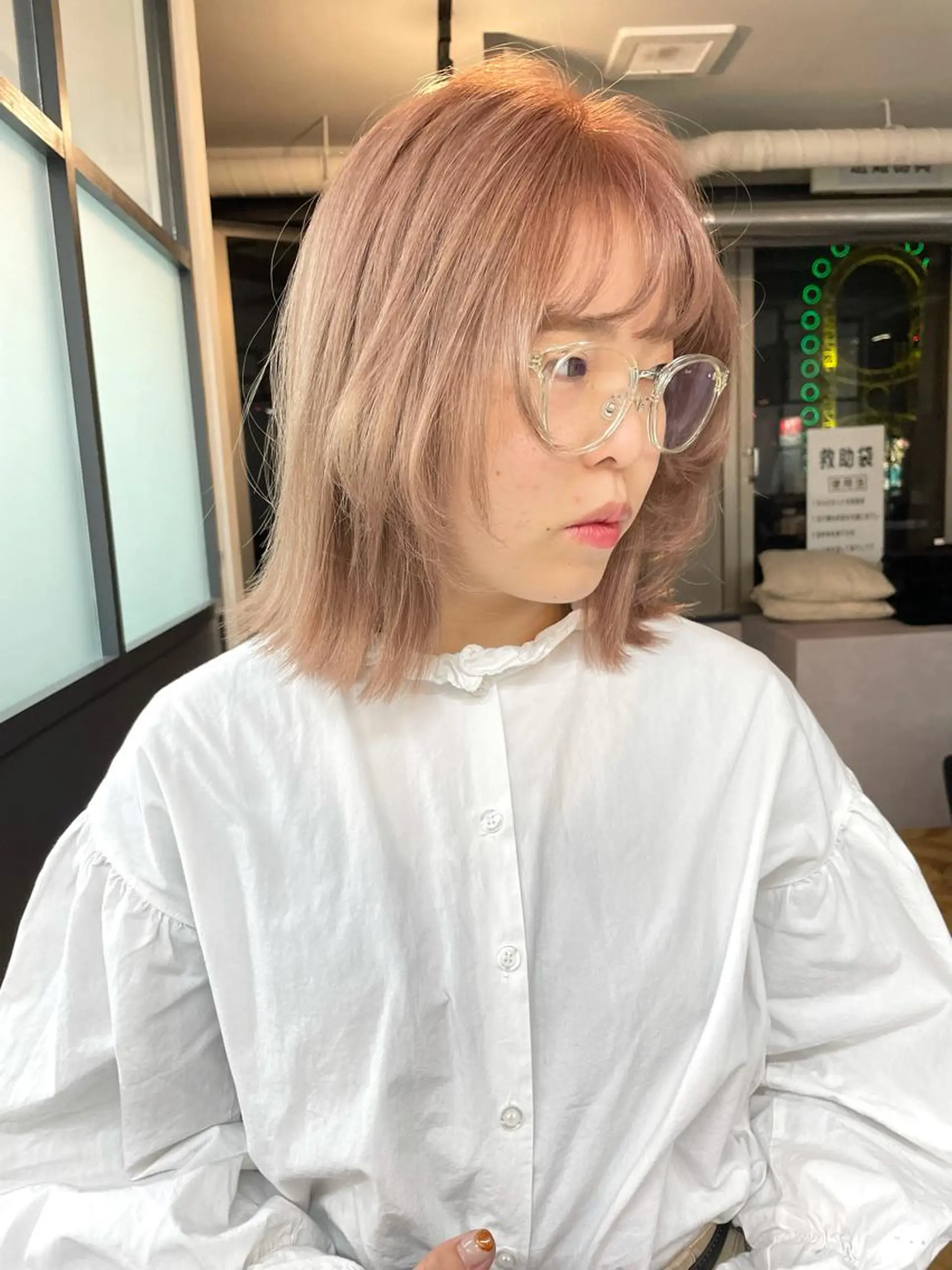 ショート カラー ヘアカラー トリートメント 難波/心斎橋/ボブ/ 髪質改善/ハイトーンのヘアスタイル