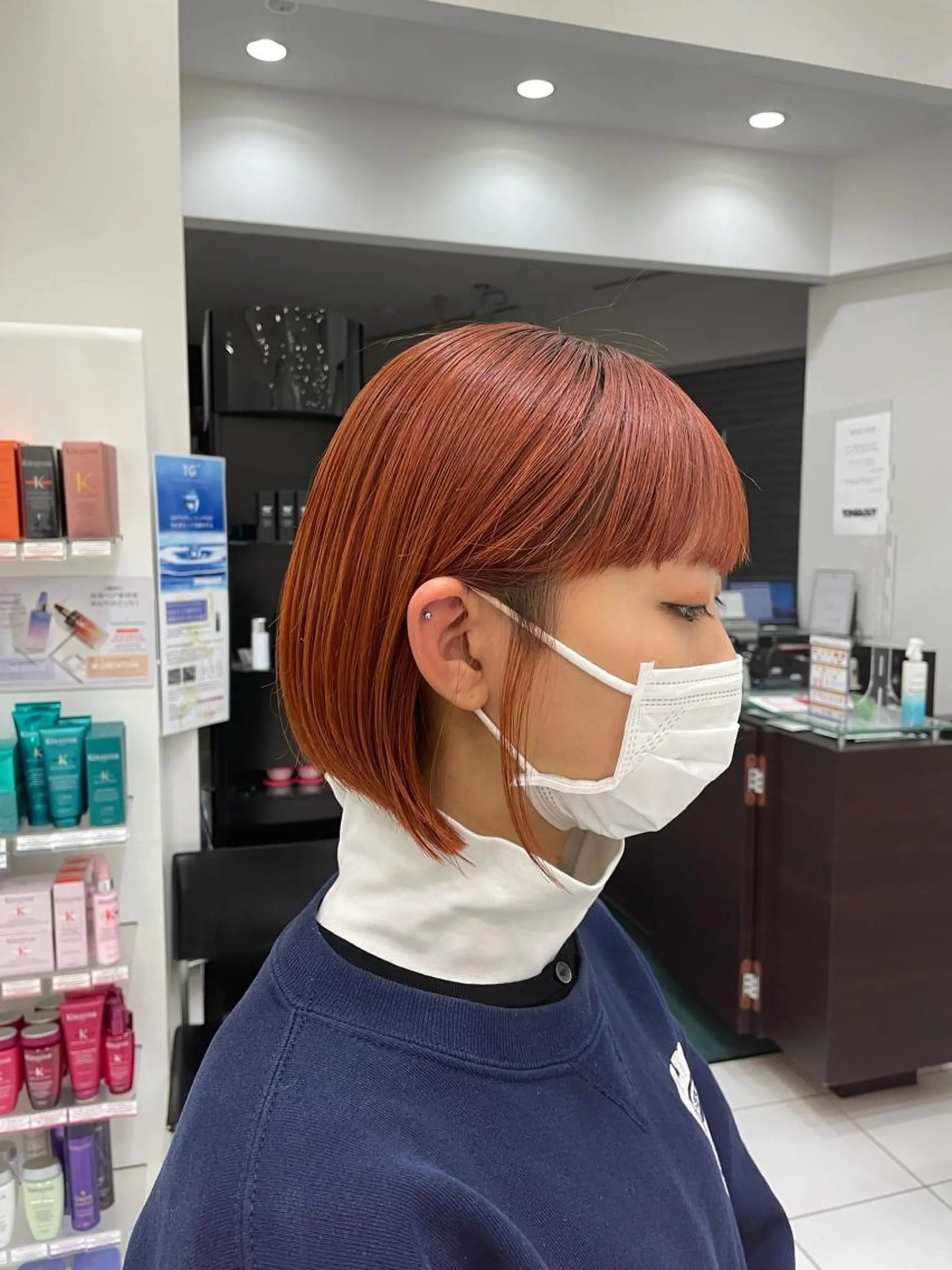 ショート カラー オレンジ ボブ 今だけカット無料✨ 表参道美容師　井出光のヘアスタイル