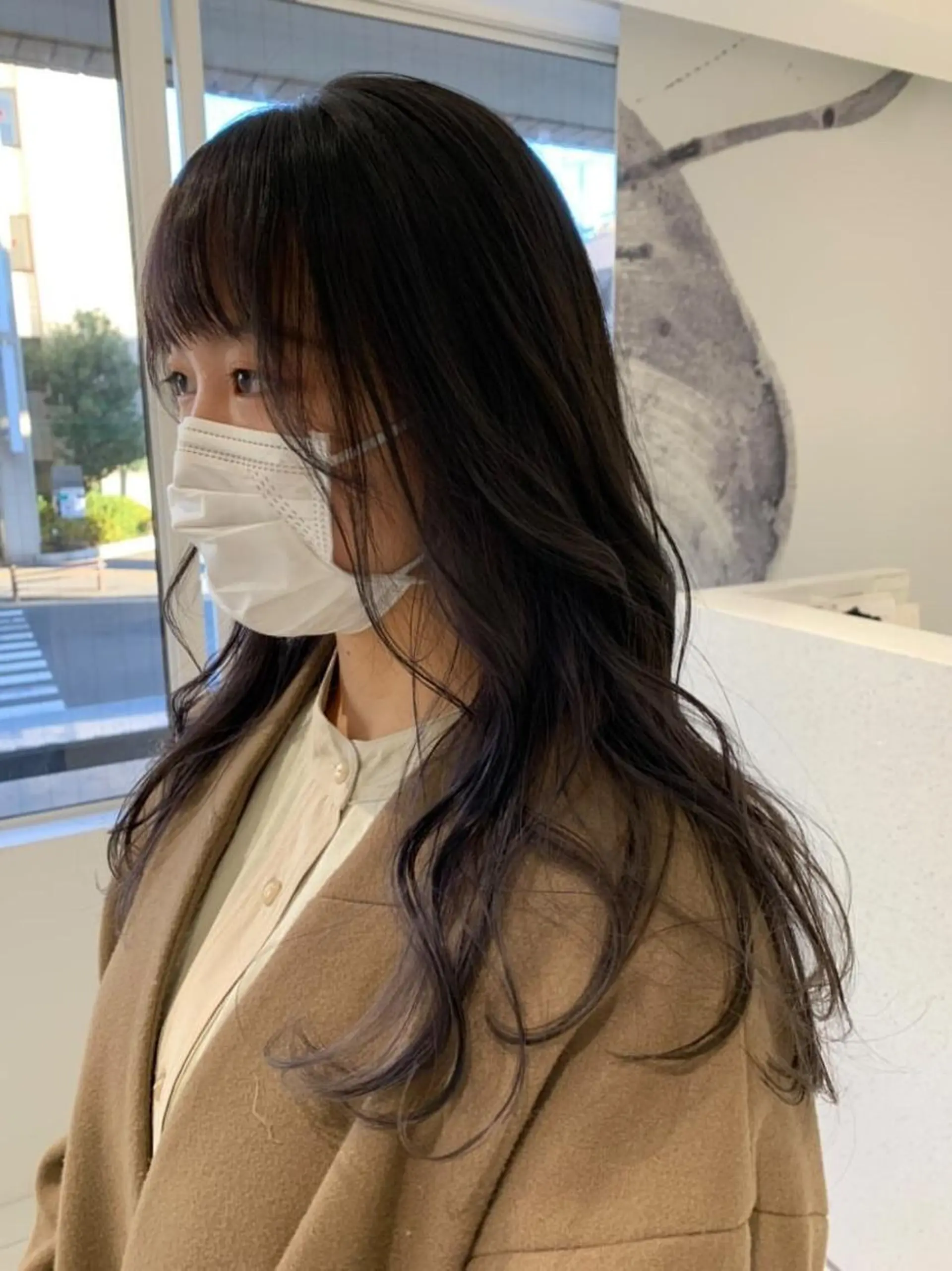 ロング カラー ベージュカラー グレージュ インナーカラー 古屋 花織のヘアスタイル