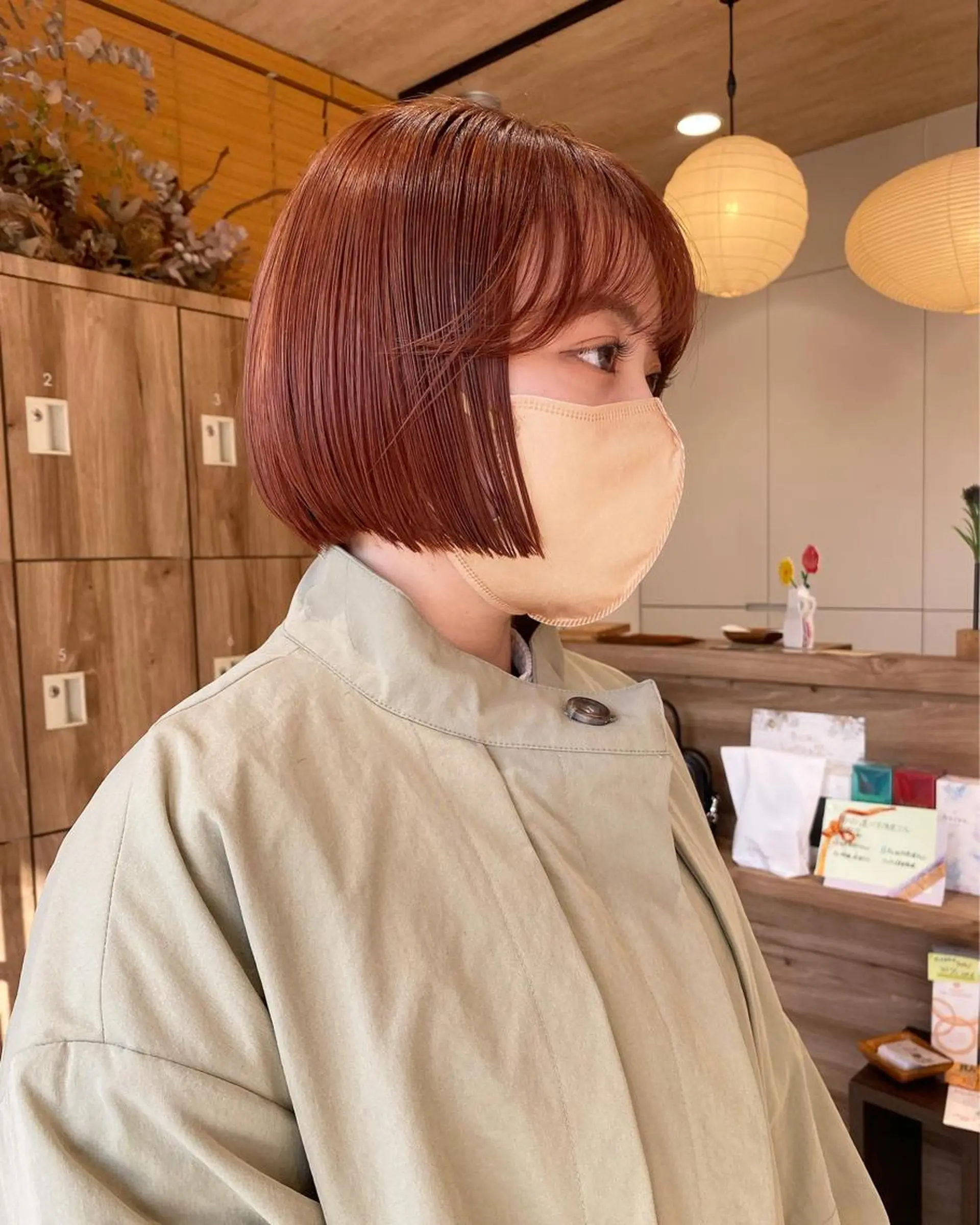 ショート カラー ブリーチ ブラウンカラー オレンジ オレンジブラウン ヘアカラー トリートメント ヘッドスパ パーマ指名No1 /namiのヘアスタイル