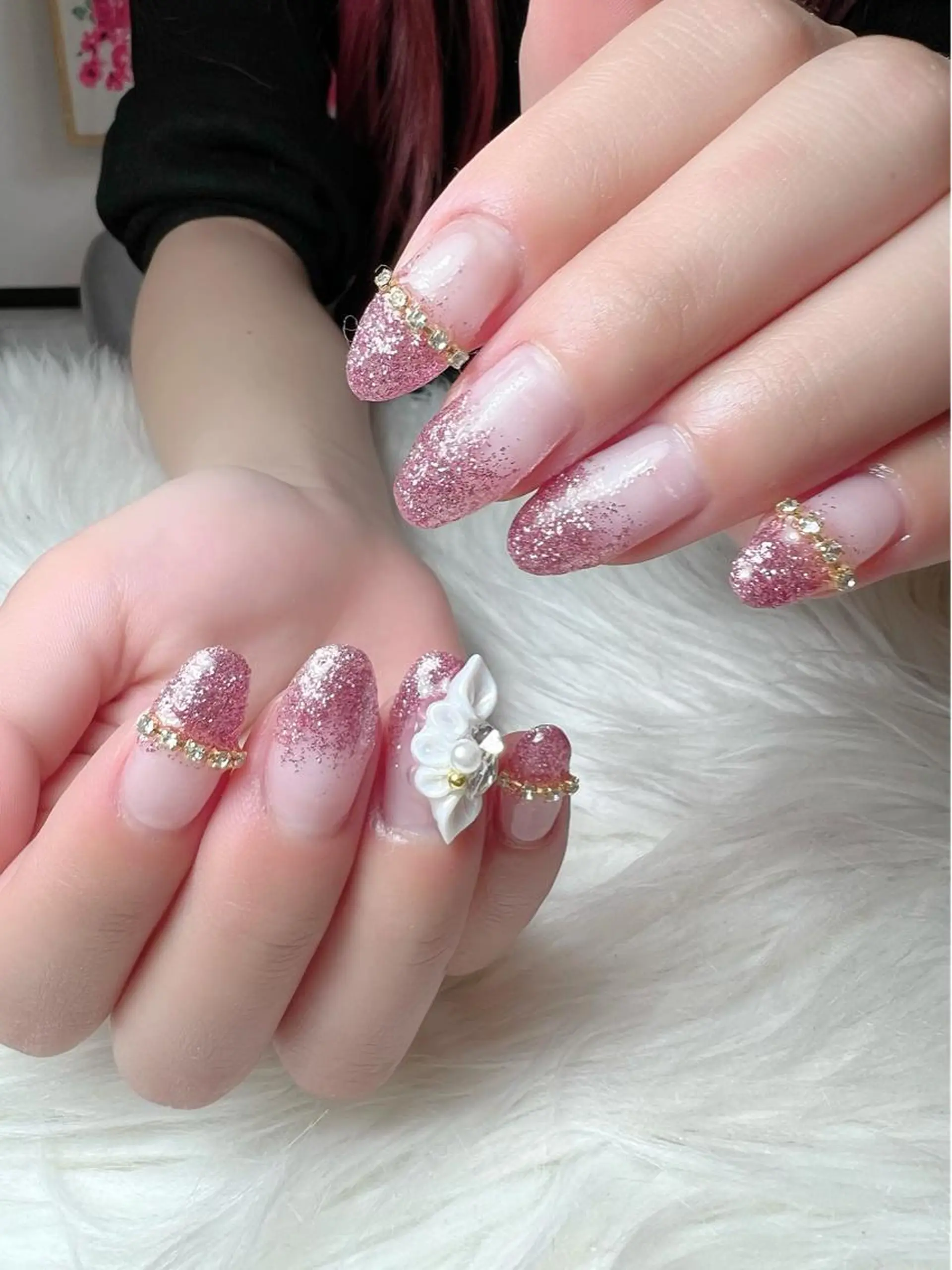 ネイル グラデーション ラメ(グリッター) ラメグラデーション 春ネイル シェヌネイル JURAのネイルデザイン