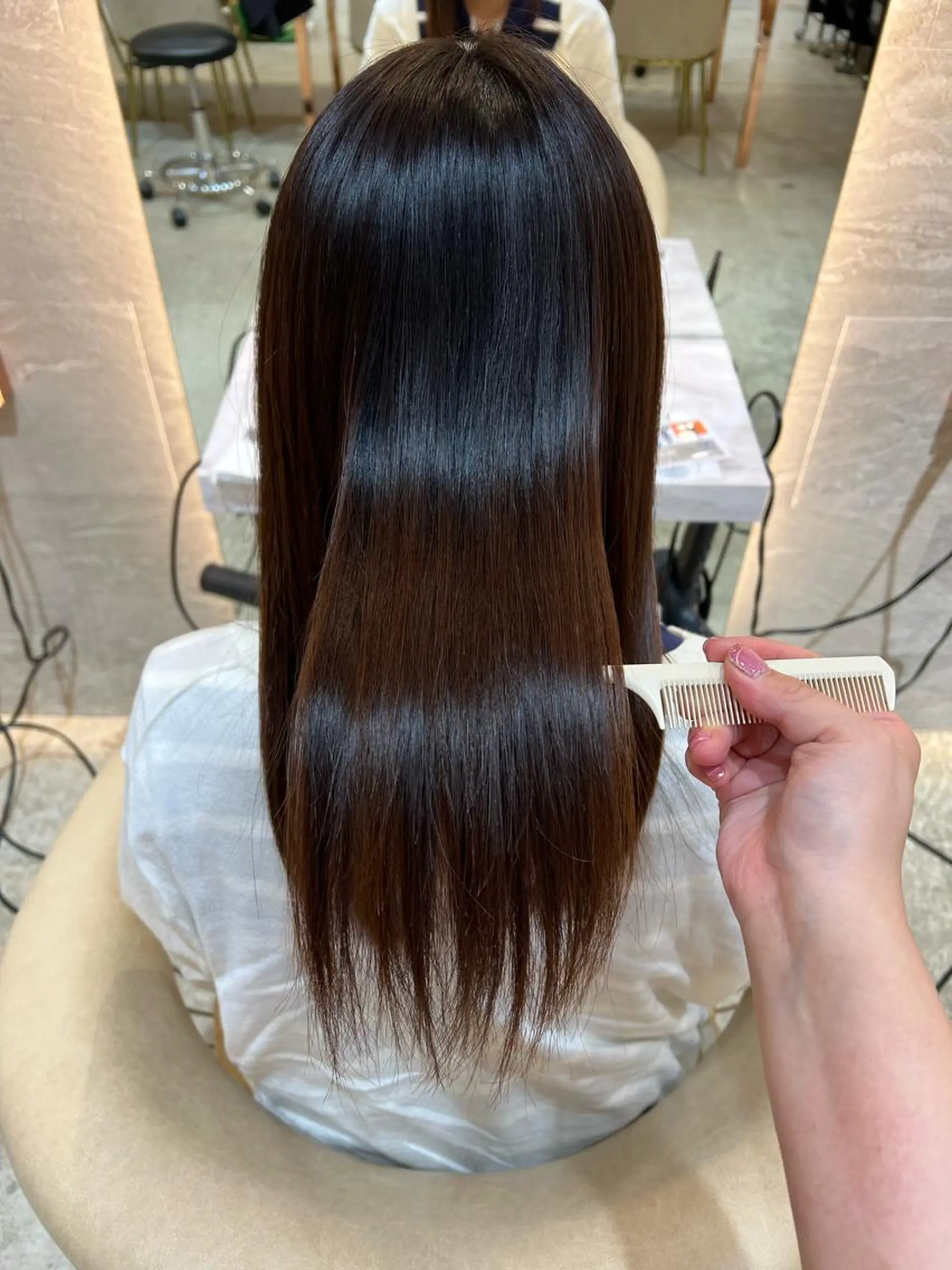 ロング ボブ/巻ける縮毛矯正 /韓国レイヤーはなのヘアスタイル