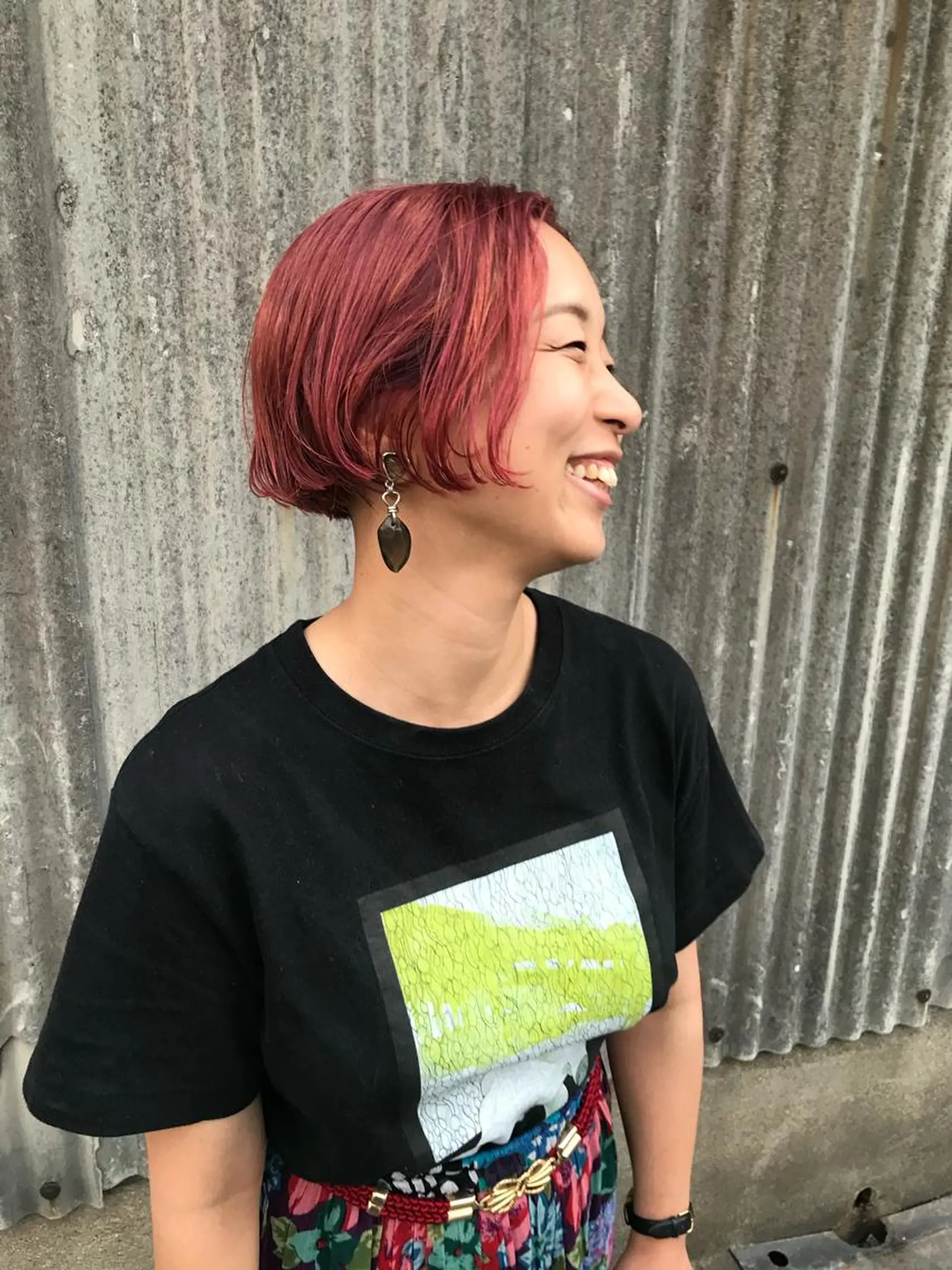 ショート カラー パーマ ピンクカラー ローズカラー カット ヘアカラー トリートメント tatsumi/ボブ ウルフ/レイヤーのヘアスタイル