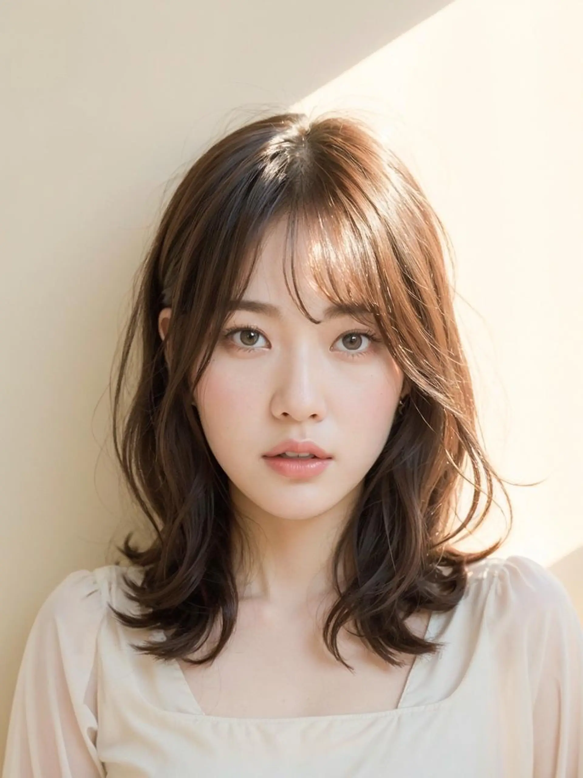 ミディアム アッシュ 韓国風ヘア 縮毛矯正 【公式】amble luxe 中野のヘアスタイル