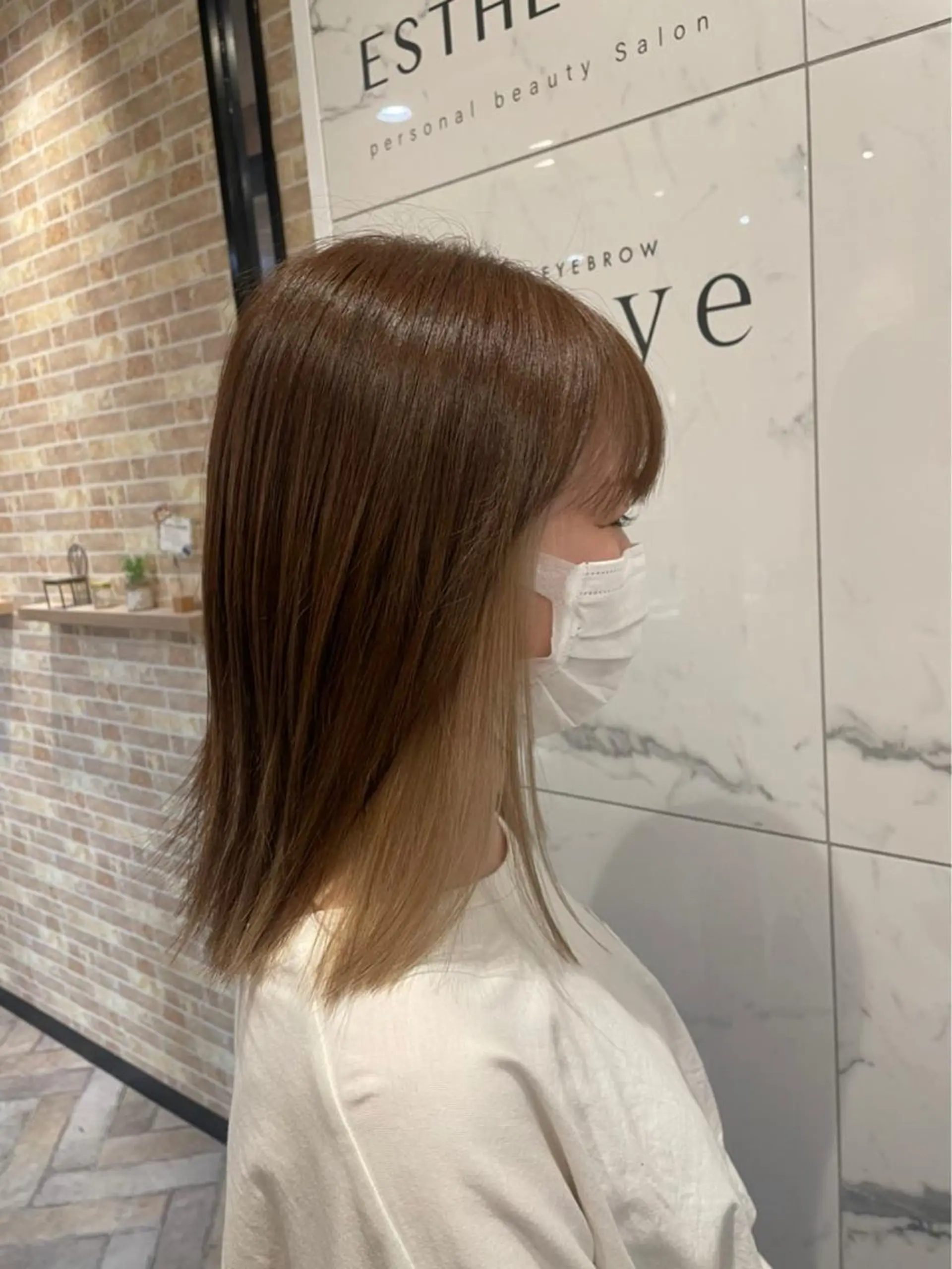 ミディアム カラー ベージュカラー ブリーチ ヘアカラー arl 豊田店のヘアスタイル