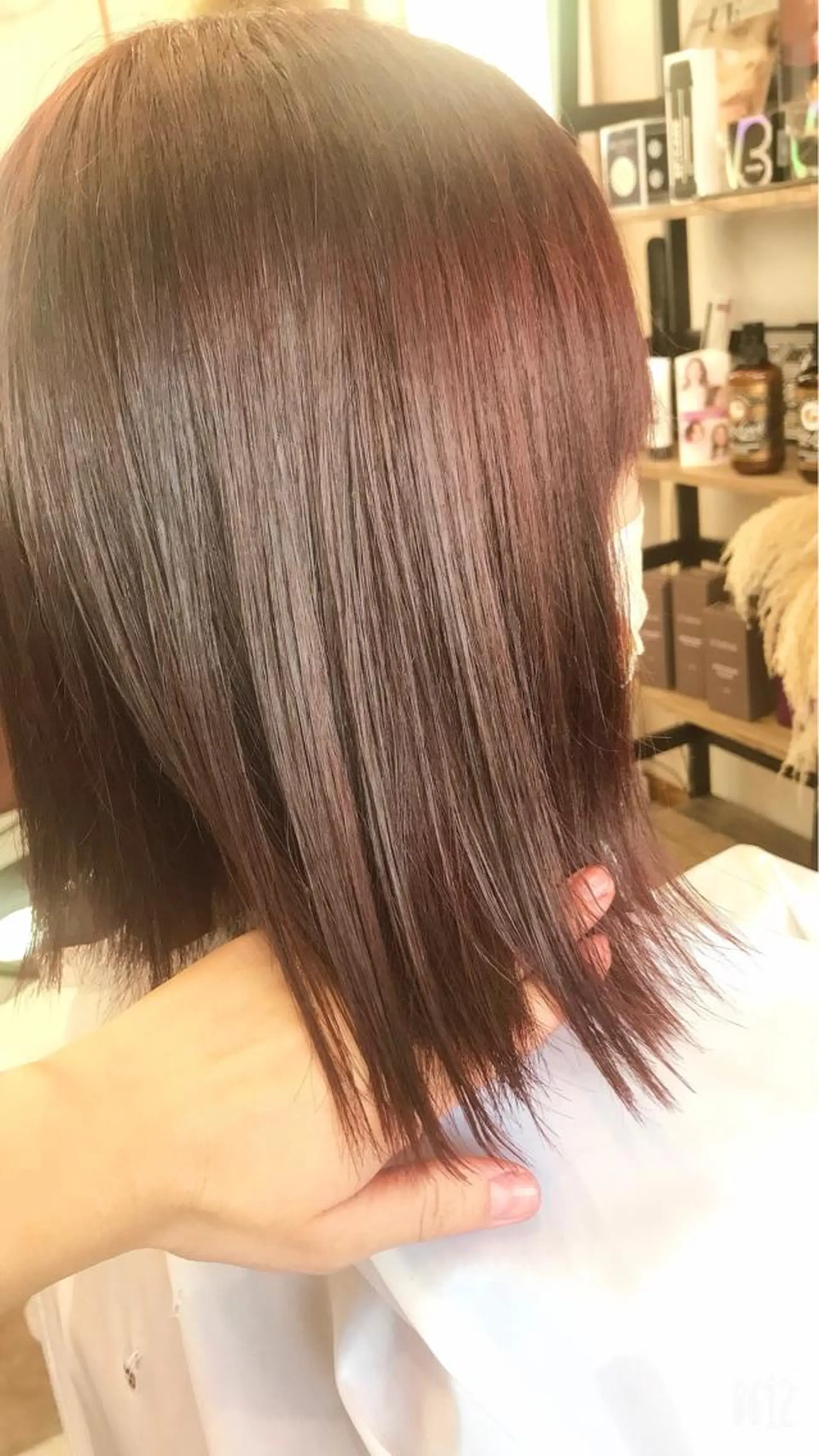 ミディアム カラー アッシュ ピンクカラー トリートメント hair works raptureのヘアスタイル