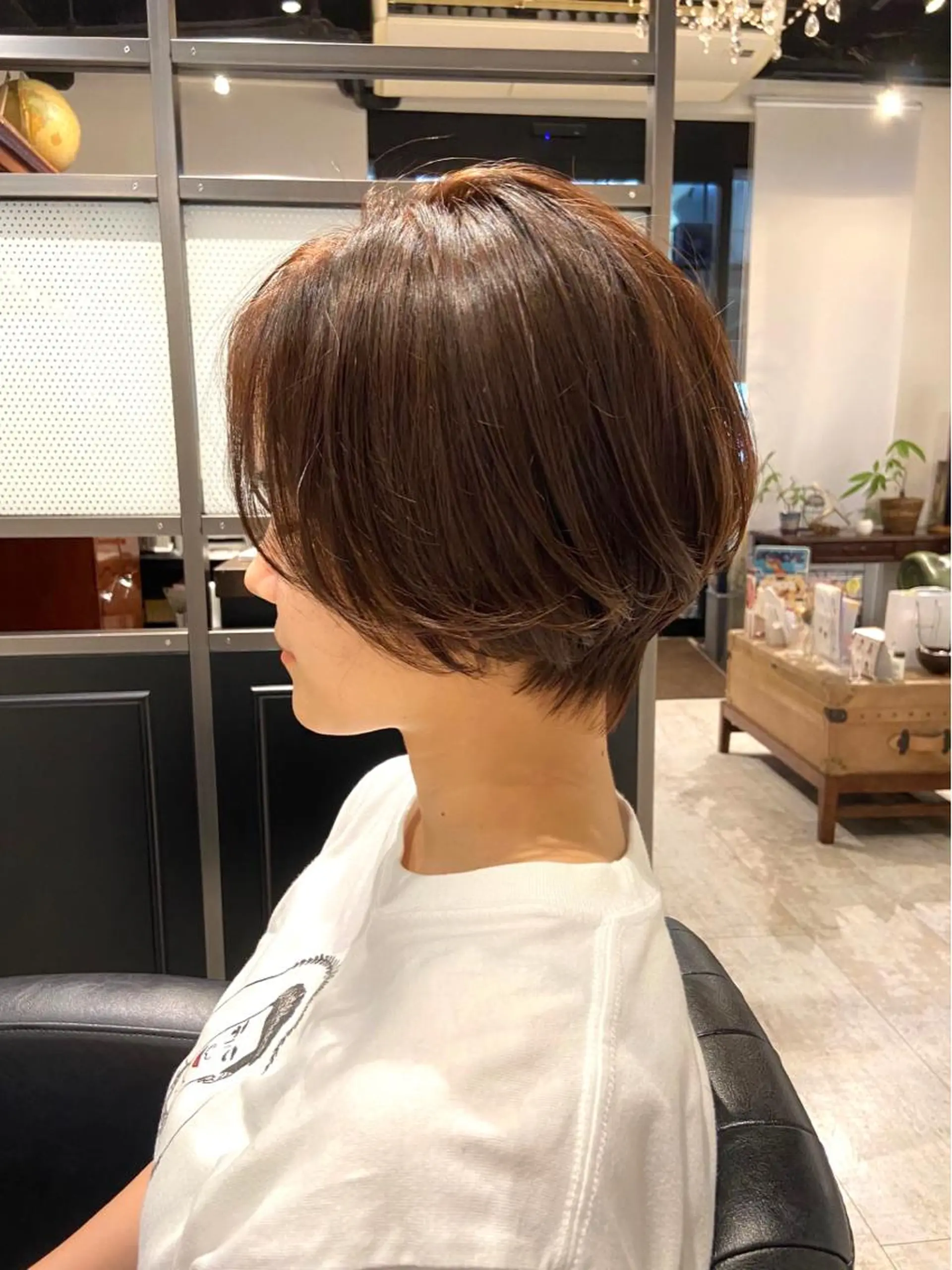 ショート カラー ショートボブ ベージュカラー オレンジ オレンジベージュ ボブ カット ヘアカラー トリートメント パパで店長な戸田 健治【ショートヘア】のヘアスタイル