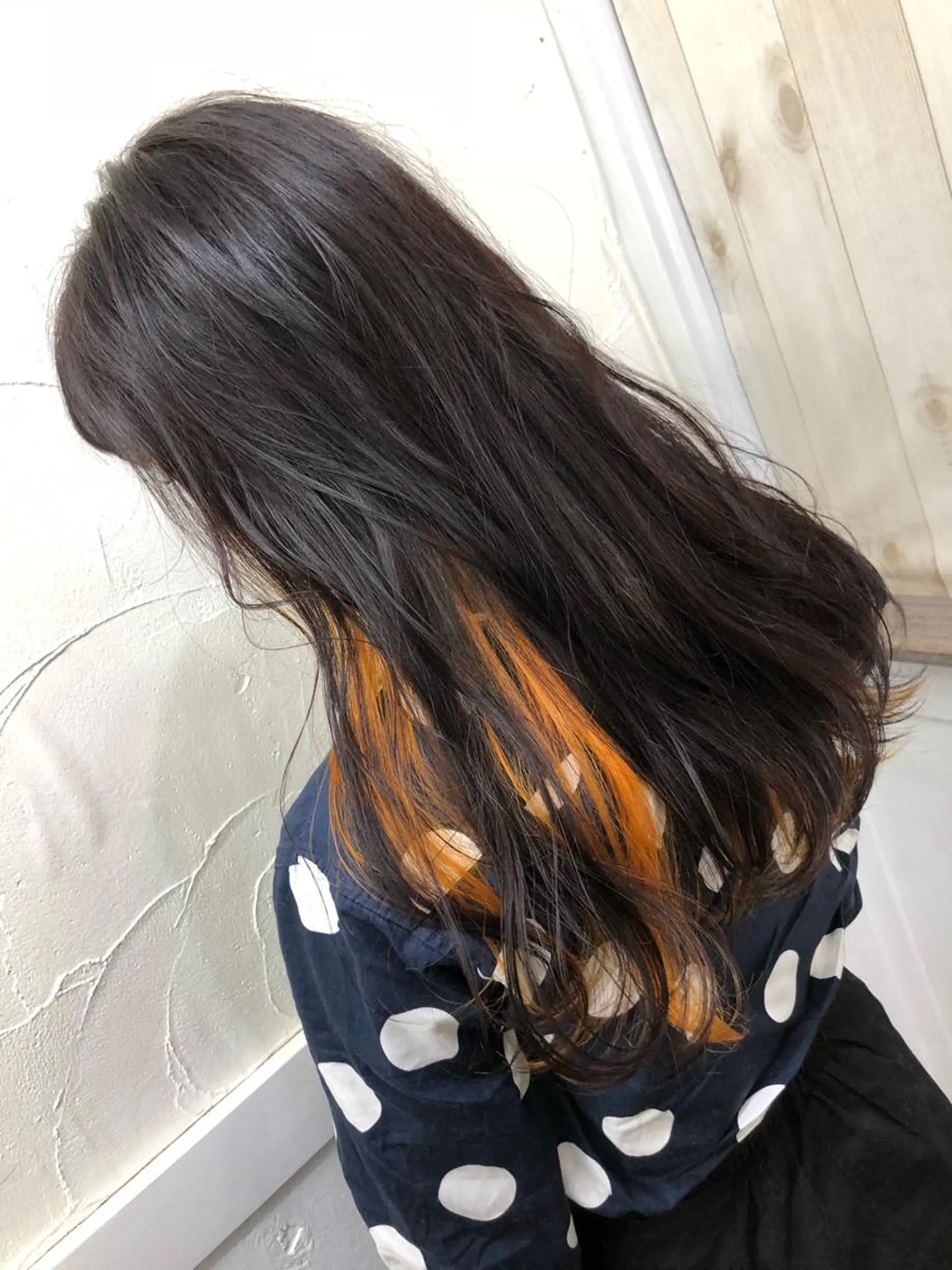 ロング カラー バレイヤージュ オレンジ レイヤーカット ヘアカラー PSY(サイ)所属・PSY(サイ)池袋 金田尚久🎨のヘアスタイル