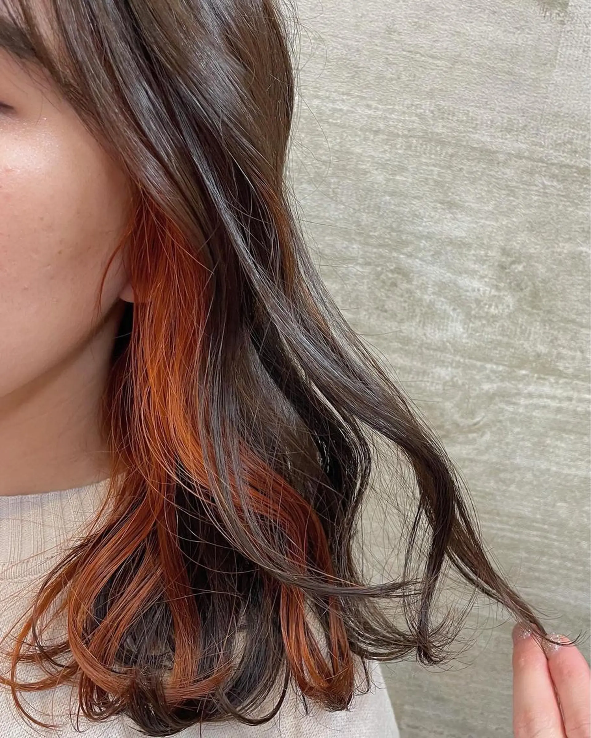 セミロング カラー オレンジ ヘアカラー HAIR LOUNGE Run Ways所属・Shiho 🦋 ／透明感カラーのヘアスタイル